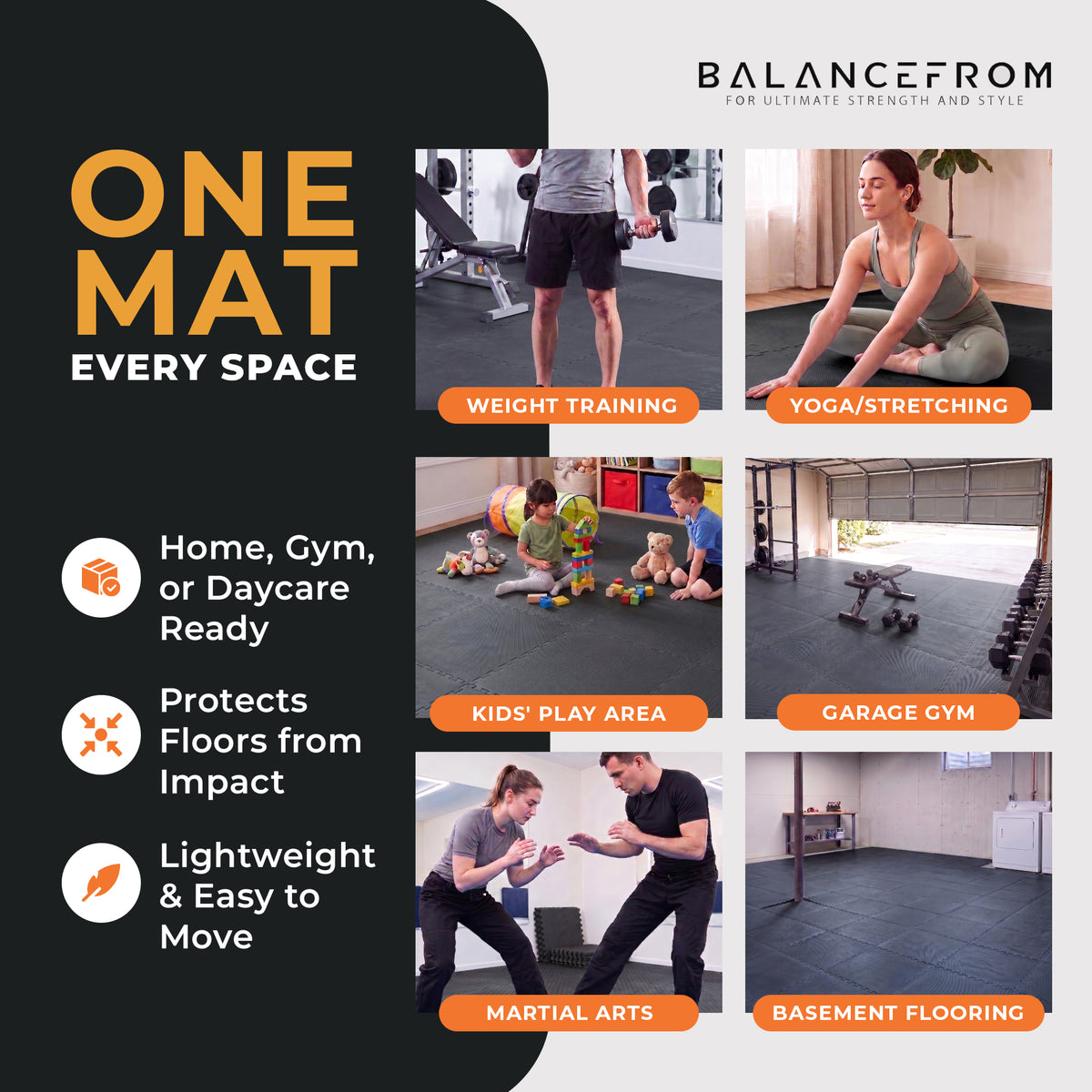 BalanceFrom Fitness 24 Sq Ft Interlocking EVA Foam Mat Tiles,BLK(Open Box)