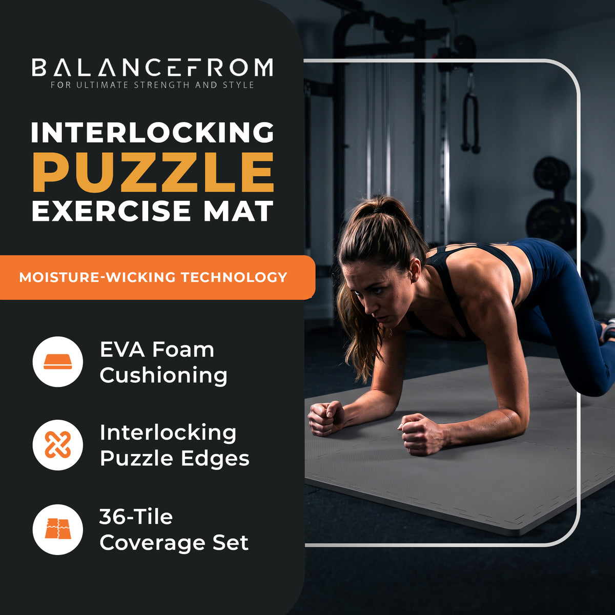 BalanceFrom Fitness 144 Sq Ft Interlocking Exercise Mat Tiles, Gray (2 Pack) - VMInnovations