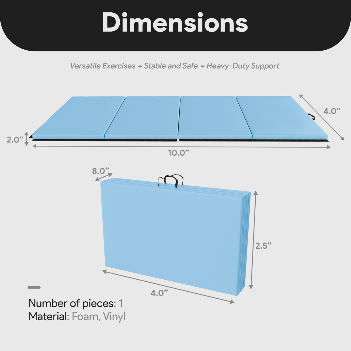BalanceFrom Fitness 120x48" All Purpose Folding Gymnastics Exercise Mat, Blue