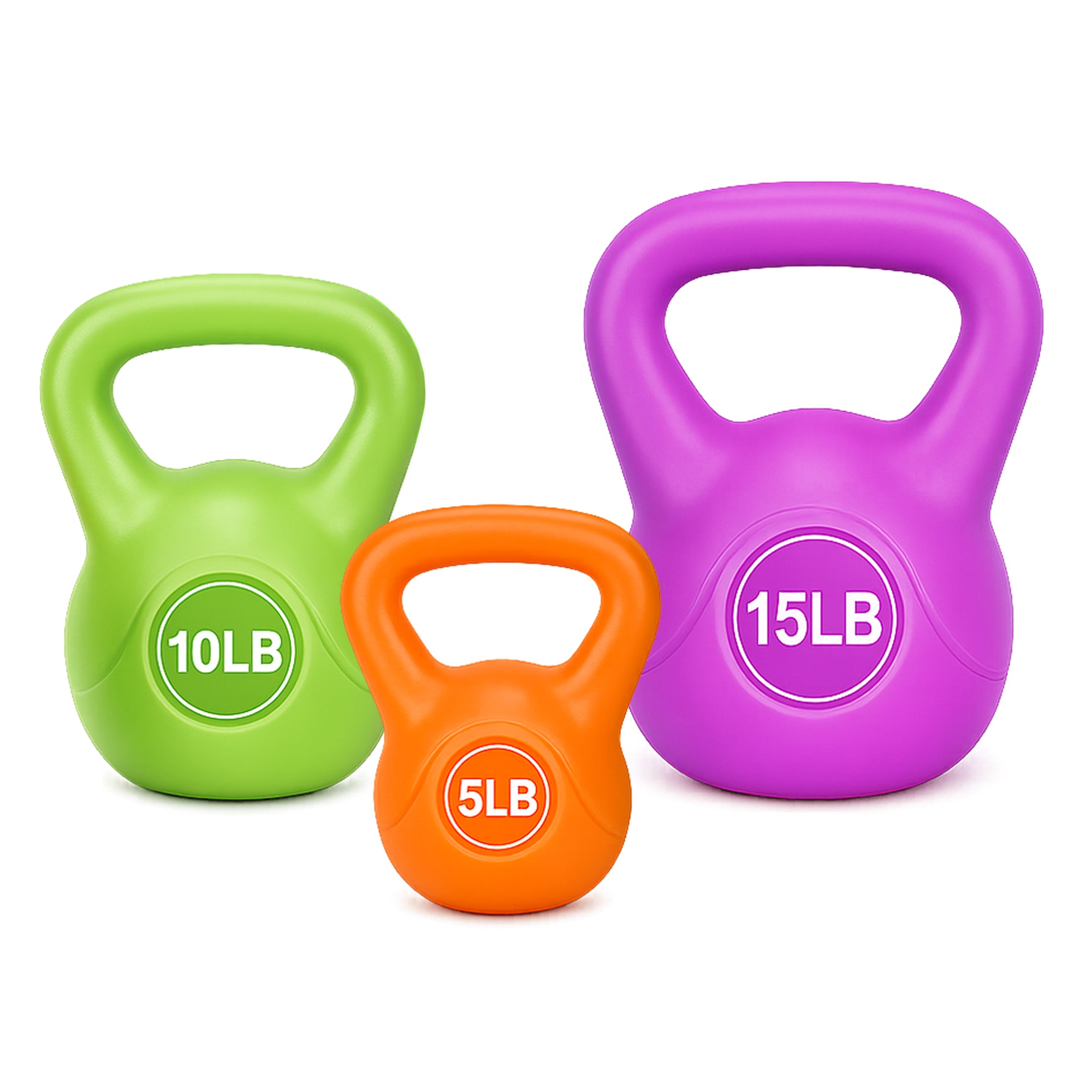 BalanceFrom Sand-Filled Kettlebell Weights Set of 5, 10, and 15 lb, Multicolor