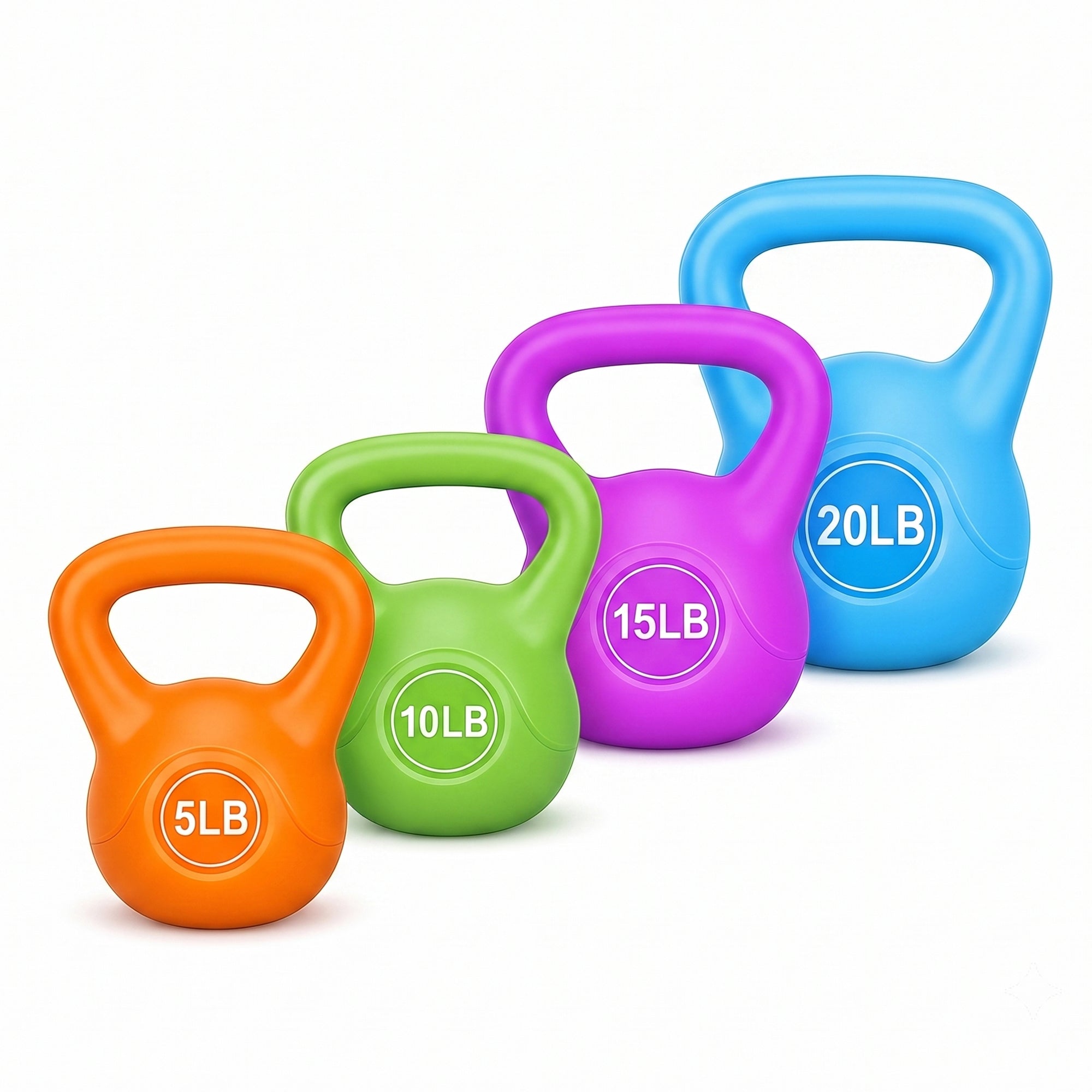BalanceFrom Sand-Filled Kettlebell Weights Set of 5, 10, 15 & 20 lb, Multicolor