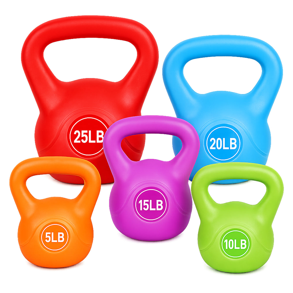BalanceFrom Sand-Filled Kettlebell Exercise Weights Set of 5, 10, 15, 20 & 25 lb