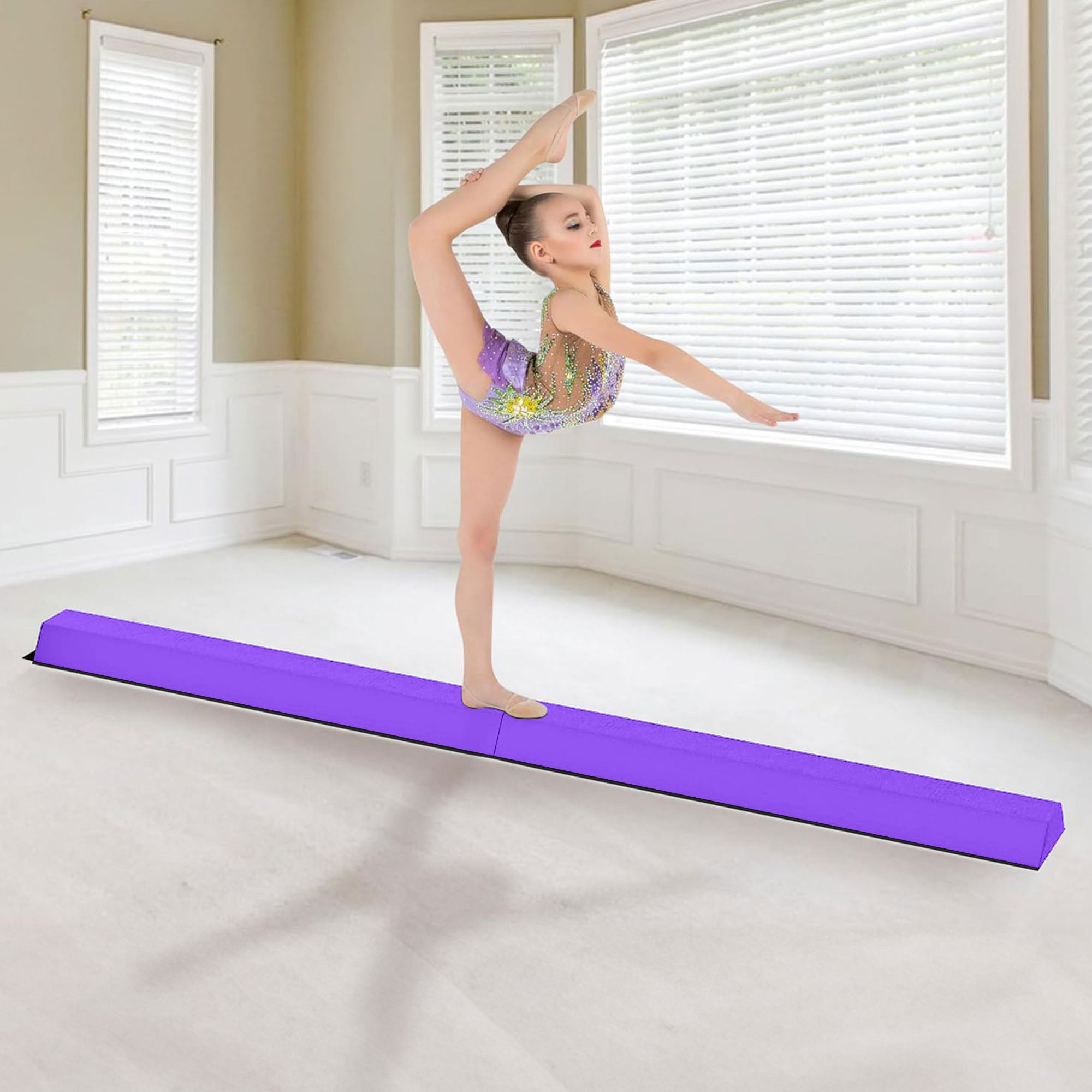 BalanceFrom 8ft Folding Balance Gymnastics Beam w/Handles, Purple (Open Box) - VMInnovations