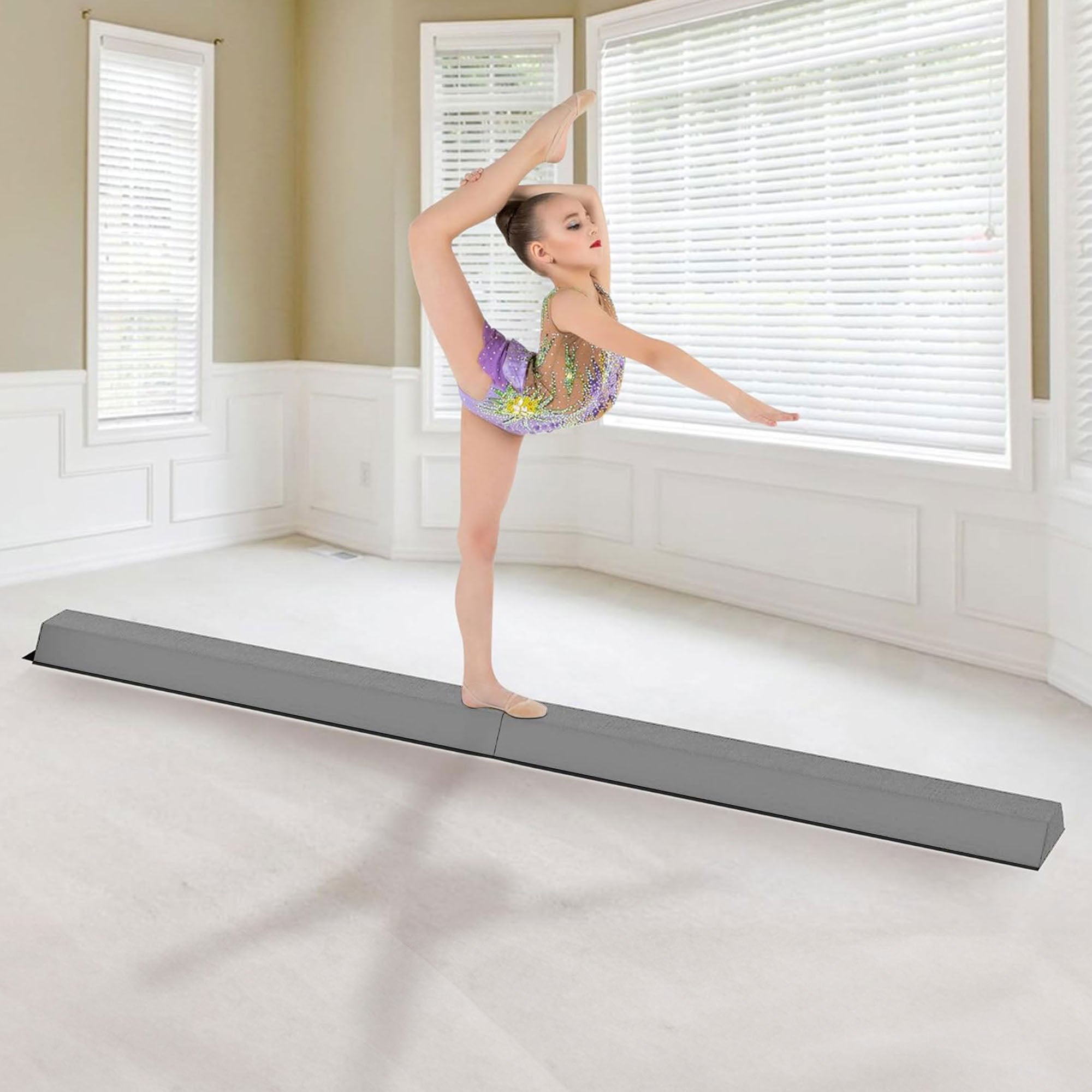 BalanceFrom 9ft Folding Balance Gymnastics Floor Beam w/Handles, Gray (Open Box) - VMInnovations
