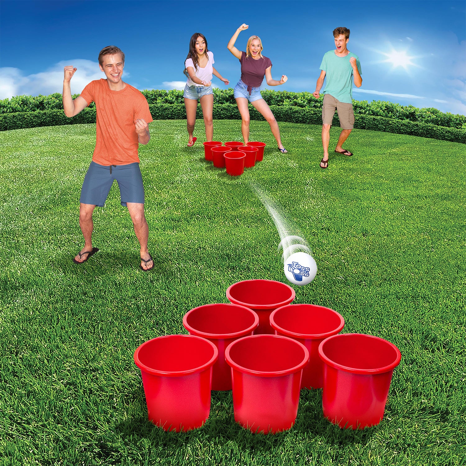 Banzai Toss Like A Boss Pong Game & Cyclone Splash Park Inflatable w/ Slide Pool