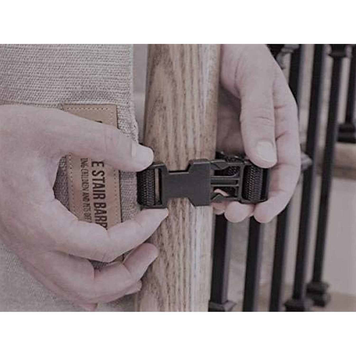 The Stair Barrier 36-42In Banister to Banister Baby/Pet Gate, Lined Black (Used) - VMInnovations