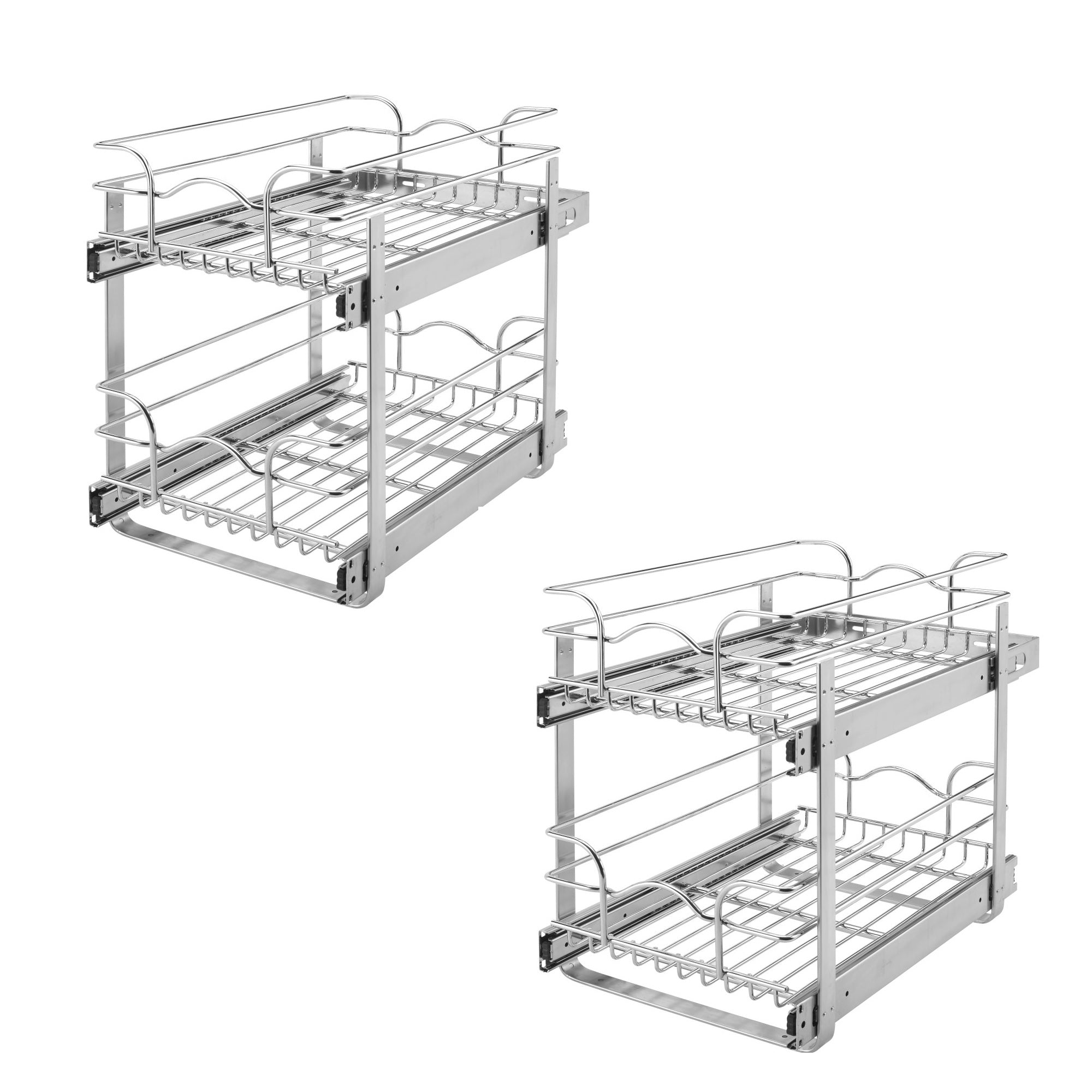 Rev-A-Shelf Base Kitchen Cabinet 2 Tier Pull Out Wire Baskets(2 Separate Sizes) - VMInnovations