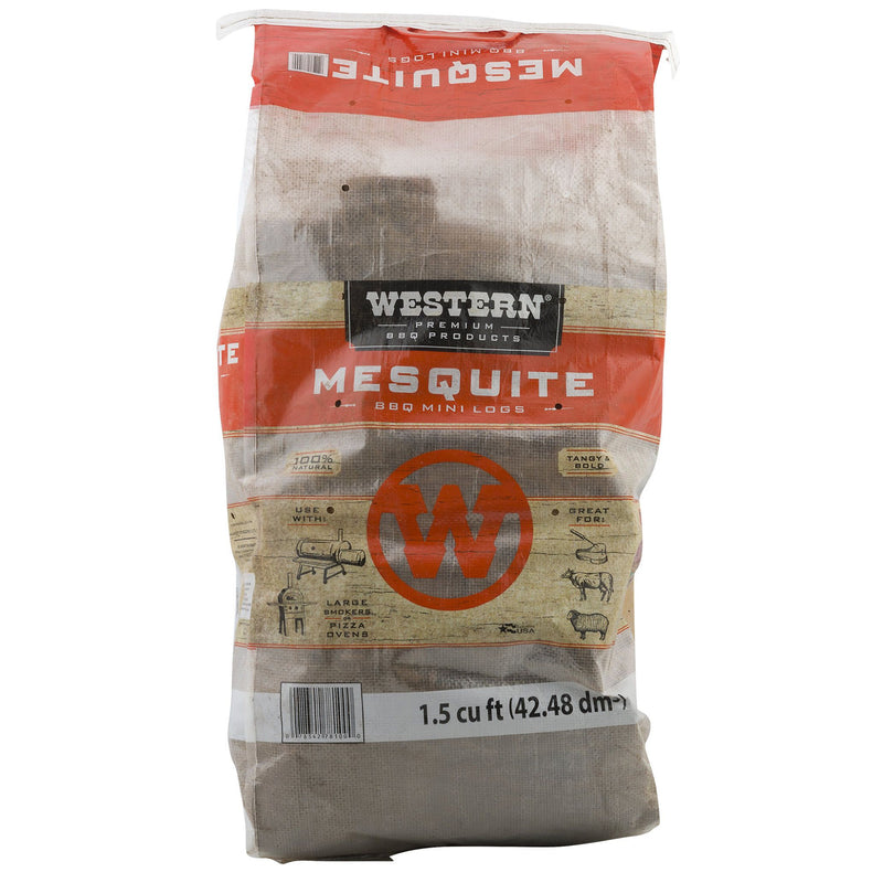 Western Premium BBQ Mesquite Seasoned Logs for Smokers or Grills, 1.5 Cubic Feet