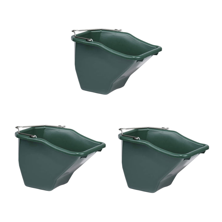 Little Giant 10-Quart Plastic Flat Back Livestock Feed Bucket, Green (3 Pack)