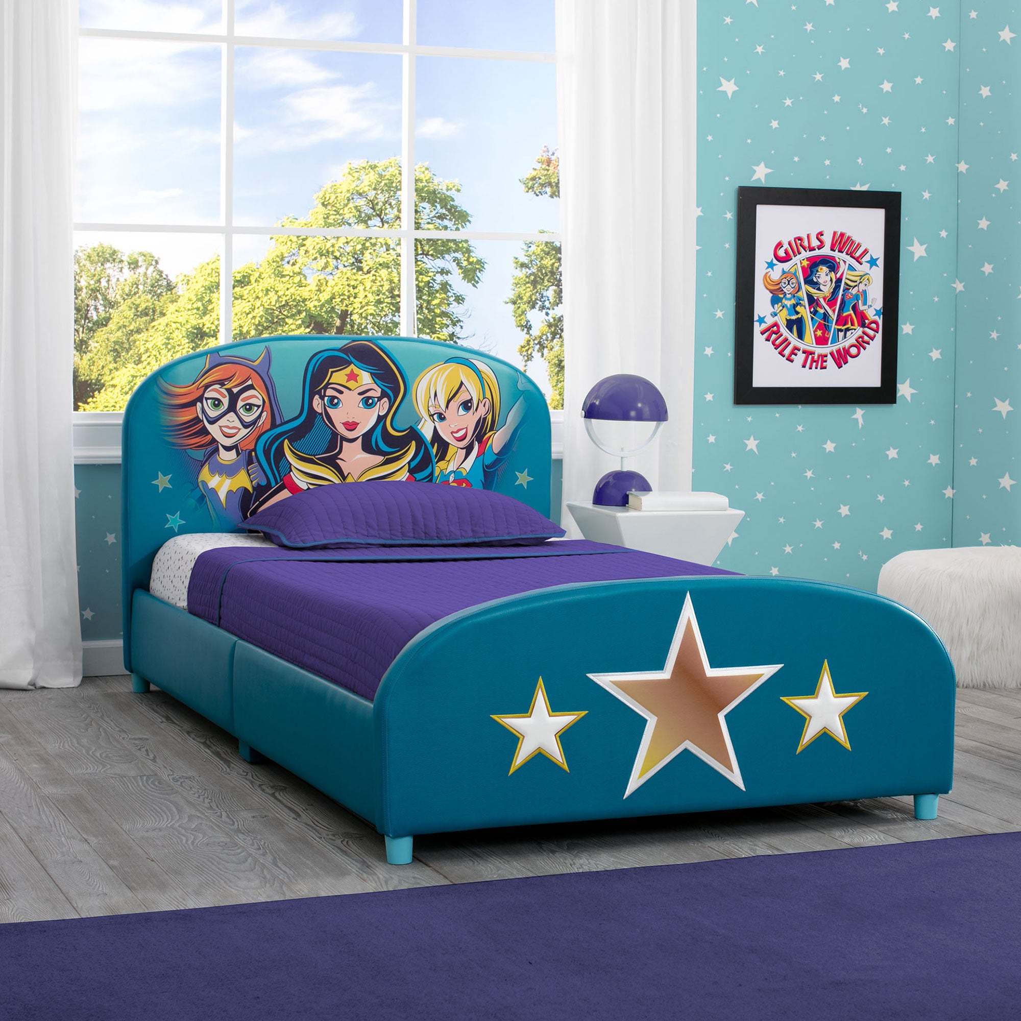 Delta Children DC Comics Super Hero Girls Upholstered Kids Twin Bed (Open Box)