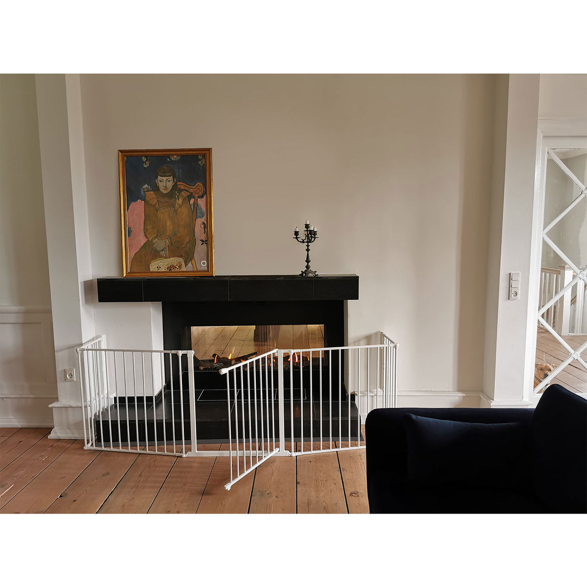 BabyDan Flex Hearth 35.4-109.5" XL Size Safety Baby Gate for Fireplace, White