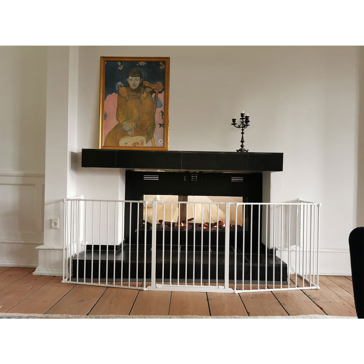 BabyDan Flex Hearth 35.4-109.5" XL Size Safety Baby Gate for Fireplace, White
