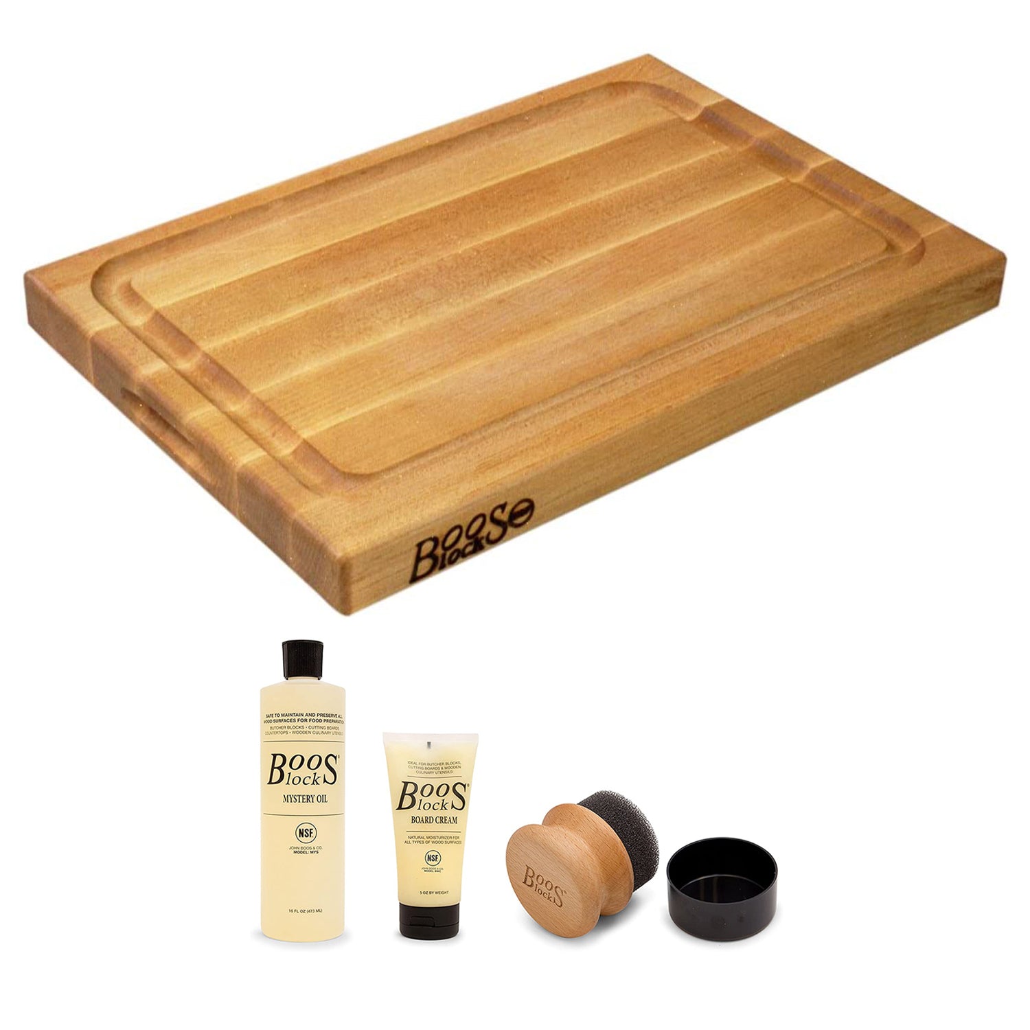 John Boos Block BBQBD 12" Cutting/Carving Maple Wood Board & Maintenance Set - VMInnovations