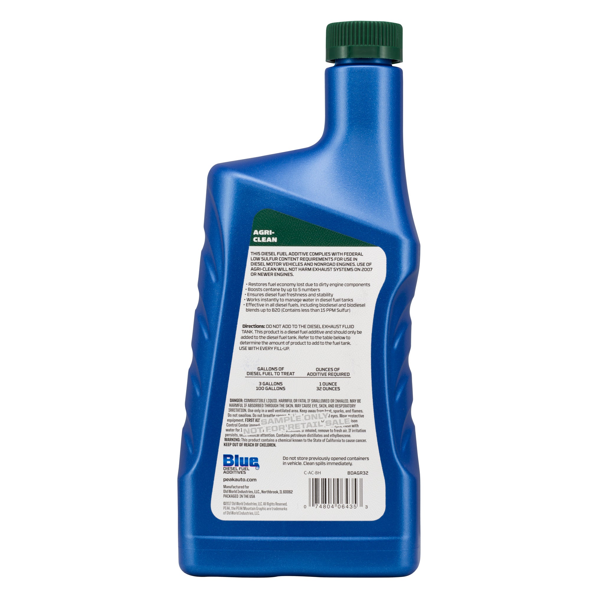 PEAK Blue 32 Ounce Agri-Clean Liquid Fuel Stabilizer Additive for Diesel Engines