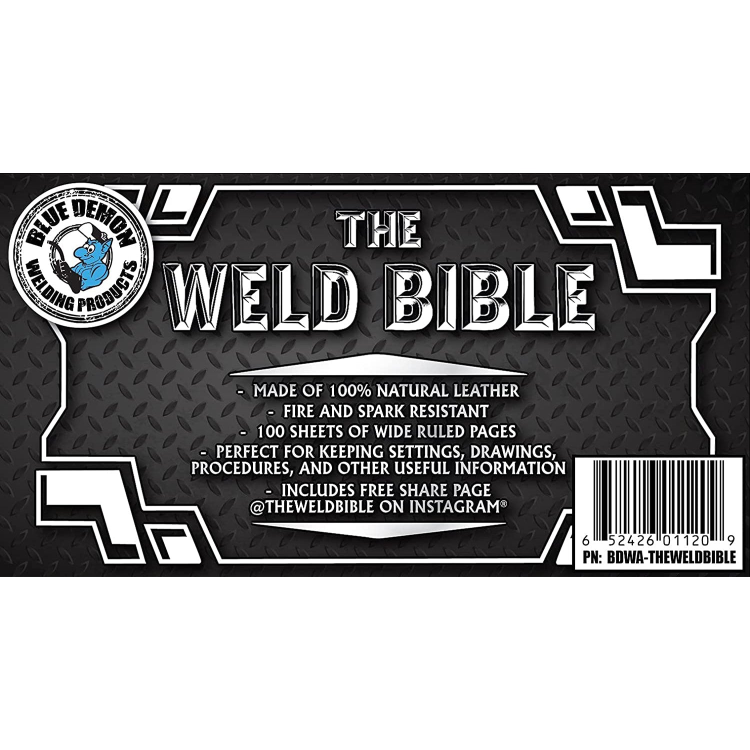 Blue Demon THE WELD BIBLE Natural Leather Fire and Spark Resisting Notebook
