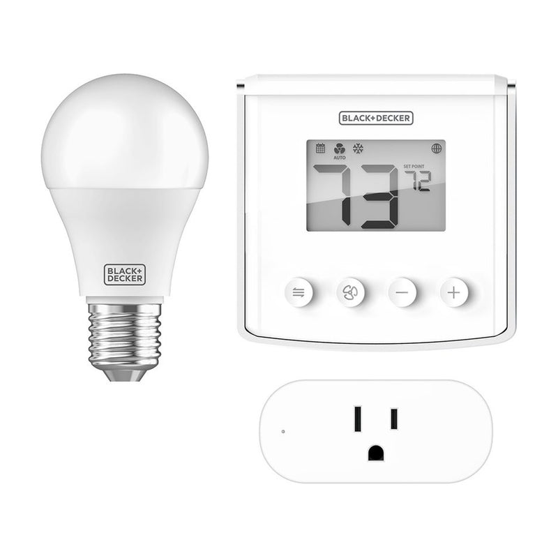 Black+Decker BDXSKSW01 Smart Home Kit with Smart Thermostat, Light, and Plug