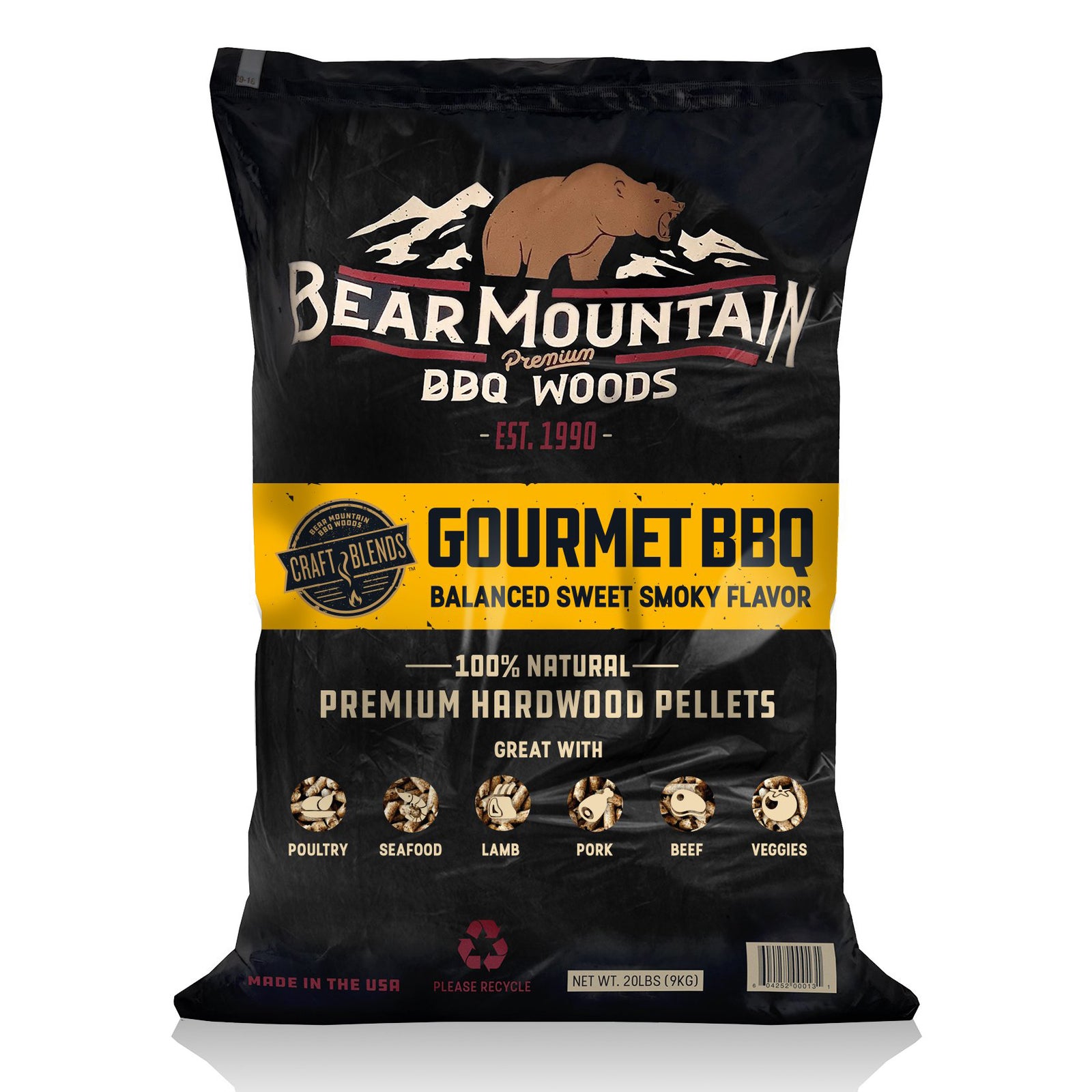 Bear Mountain BBQ FK90 Craft Blends Hardwood Gourmet Blend Smoker Pellets, 20 Lb - VMInnovations