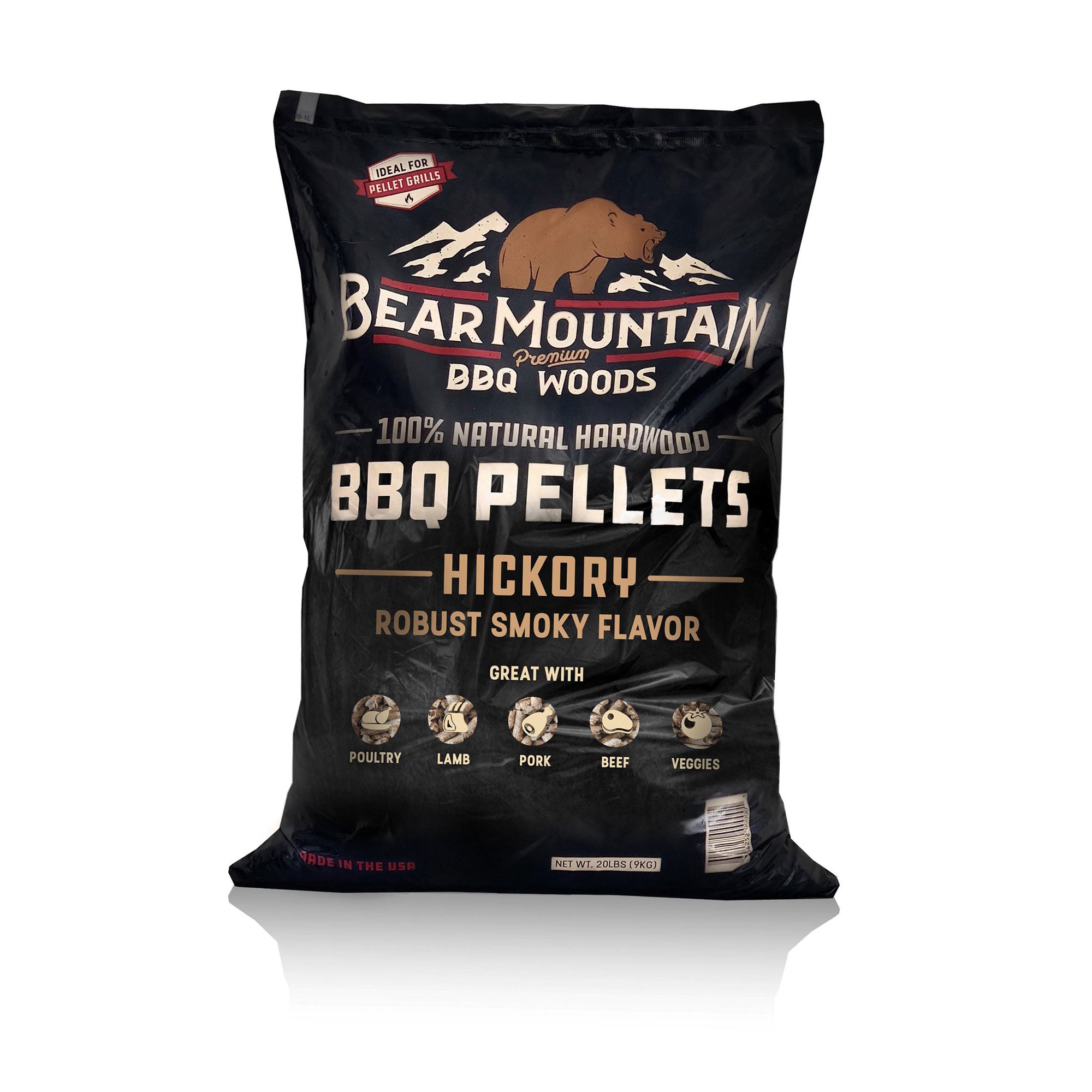 Bear Mountain BBQ Hardwood Gourmet Blend & Hickory Smoker Pellets, 40 Pound Bags - VMInnovations