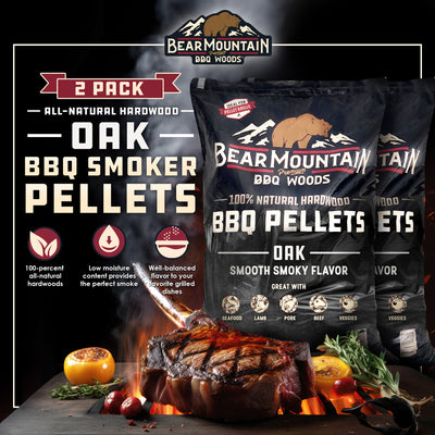 Bear Mountain BBQ All Natural Hardwood Oak BBQ Smoker Pellets, 20 lbs (2 Pack)