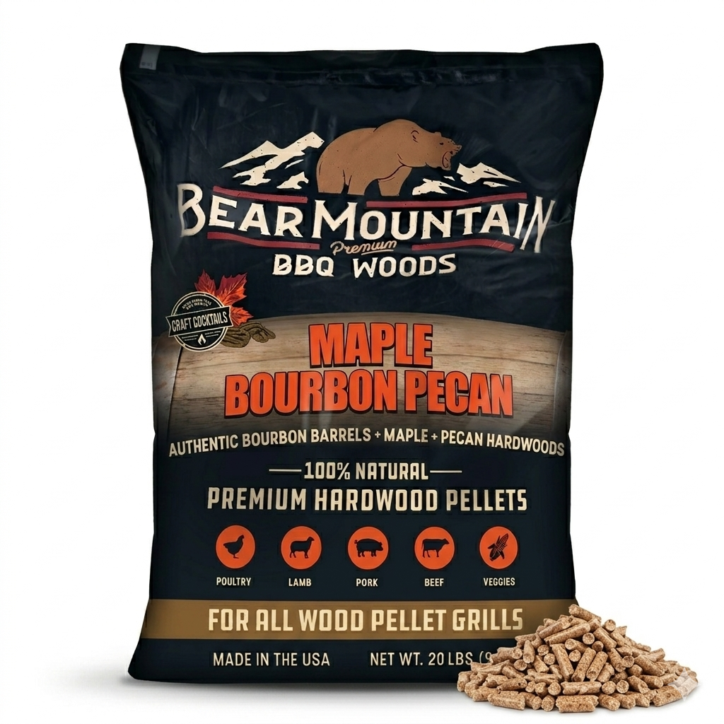 Bear Mountain BBQ All-Natural Maple Bourbon Pecan Smoker Pellets, 20 Lb Bag - VMInnovations