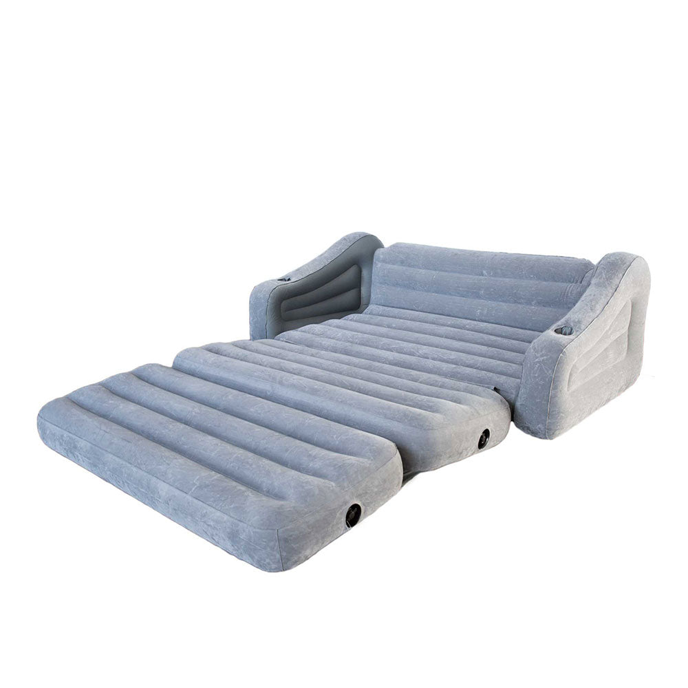 Intex Plush Dura Beam Air Bed w/ Pump, Queen & Intex Inflatable Futon, Gray