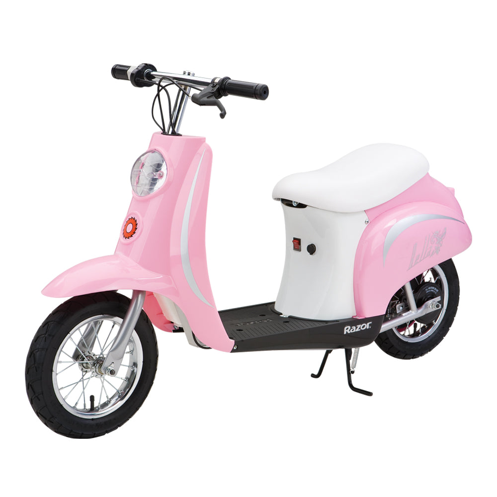 Razor Pocket Mod Miniature Euro 24V Electric Kids Retro Scooter & Helmet, Pink