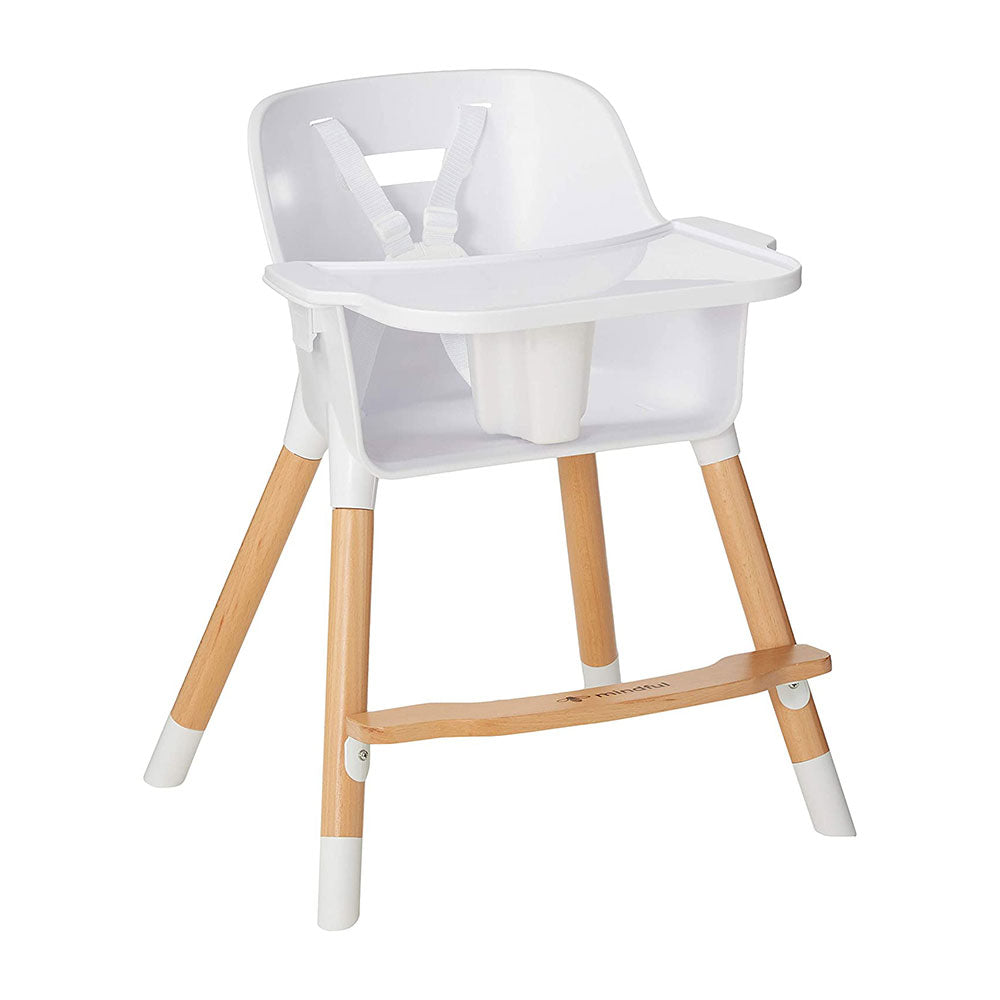 Be Mindful Convertible Adjustable Modern Children's Baby Table High Chair, White