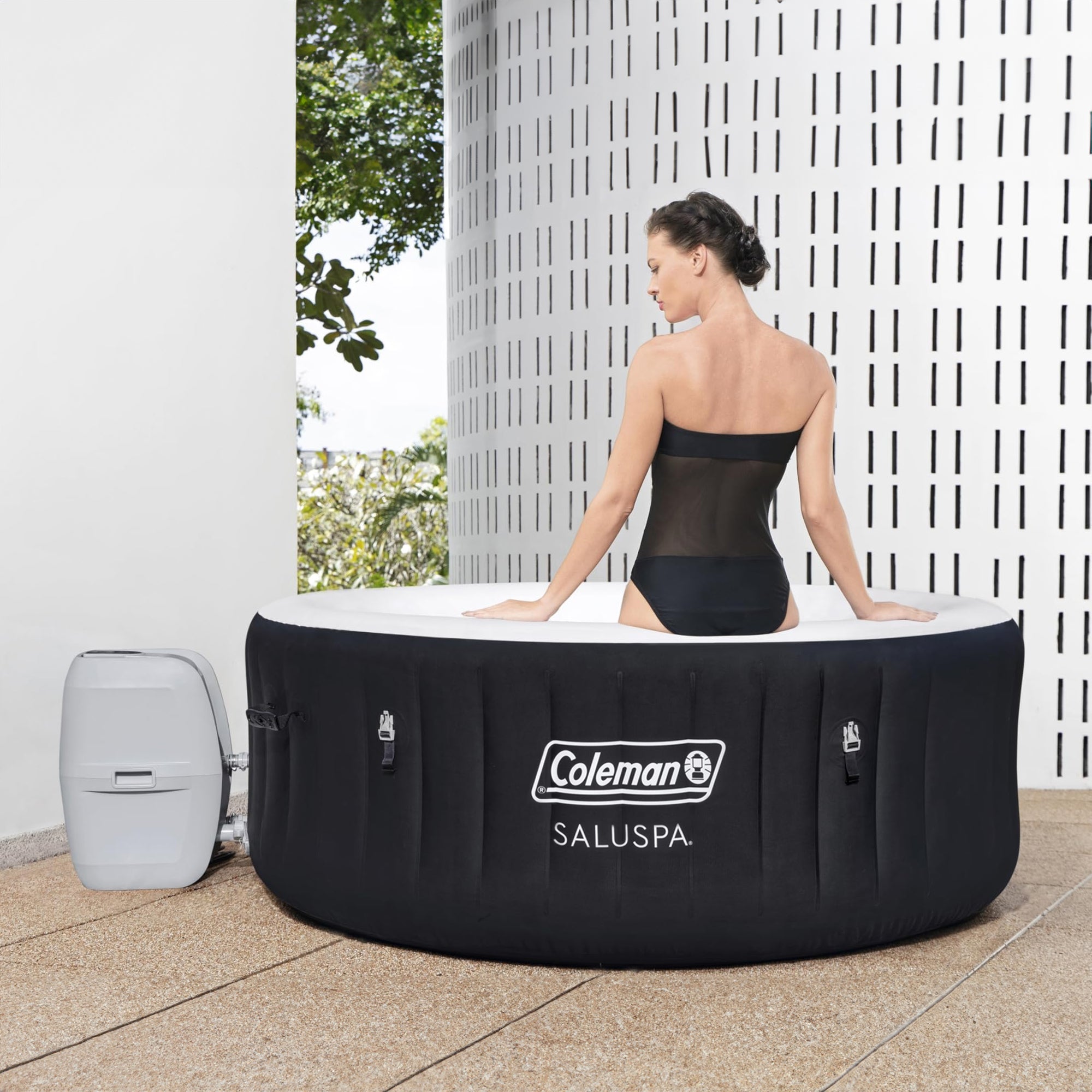 Coleman SaluSpa 4 Person Inflatable Hot Tub Spa with 12 Filter Cartridge Refills