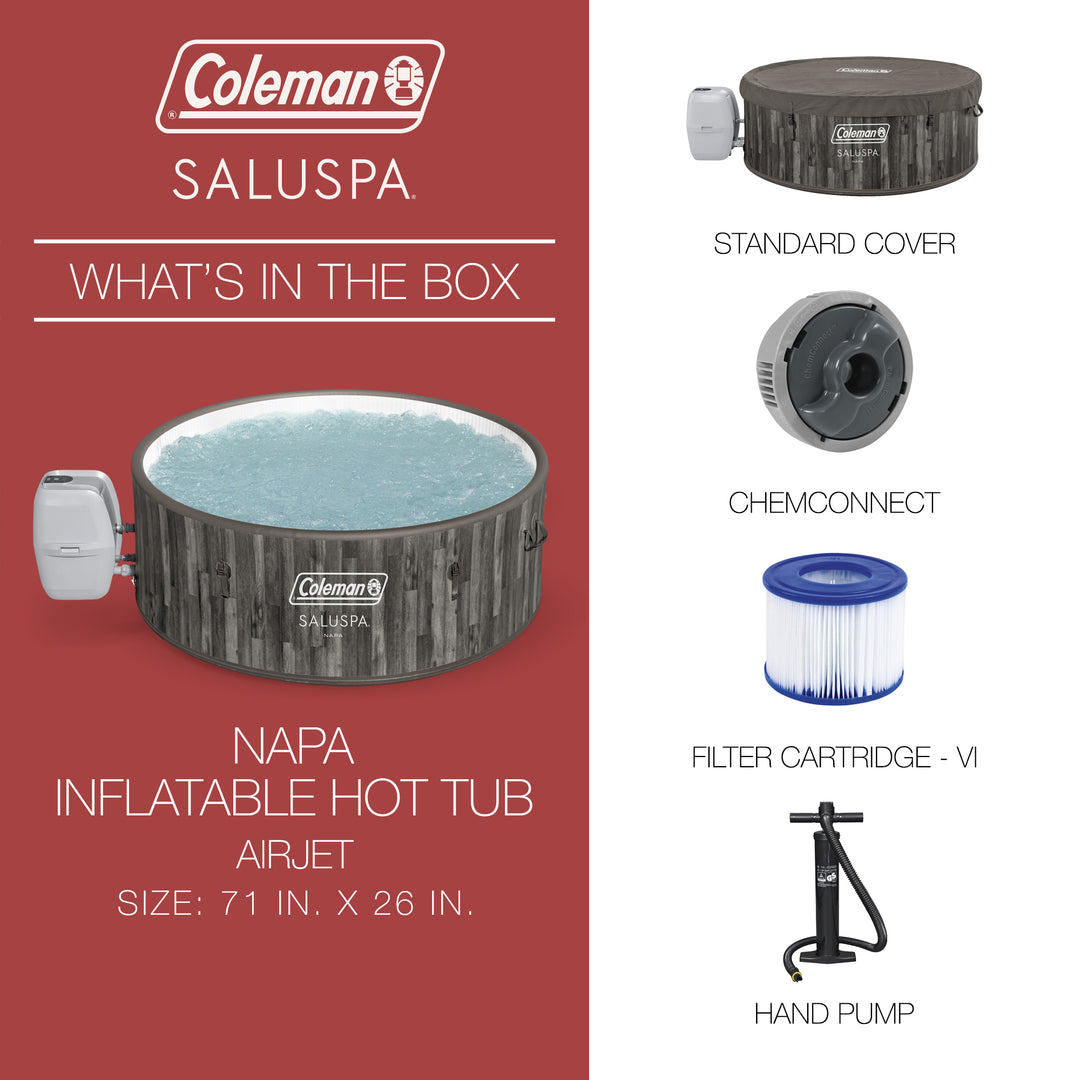 Coleman Napa SaluSpa 7 Person Inflatable Hot Tub with AirJets, Gray Wood (Used) - VMInnovations