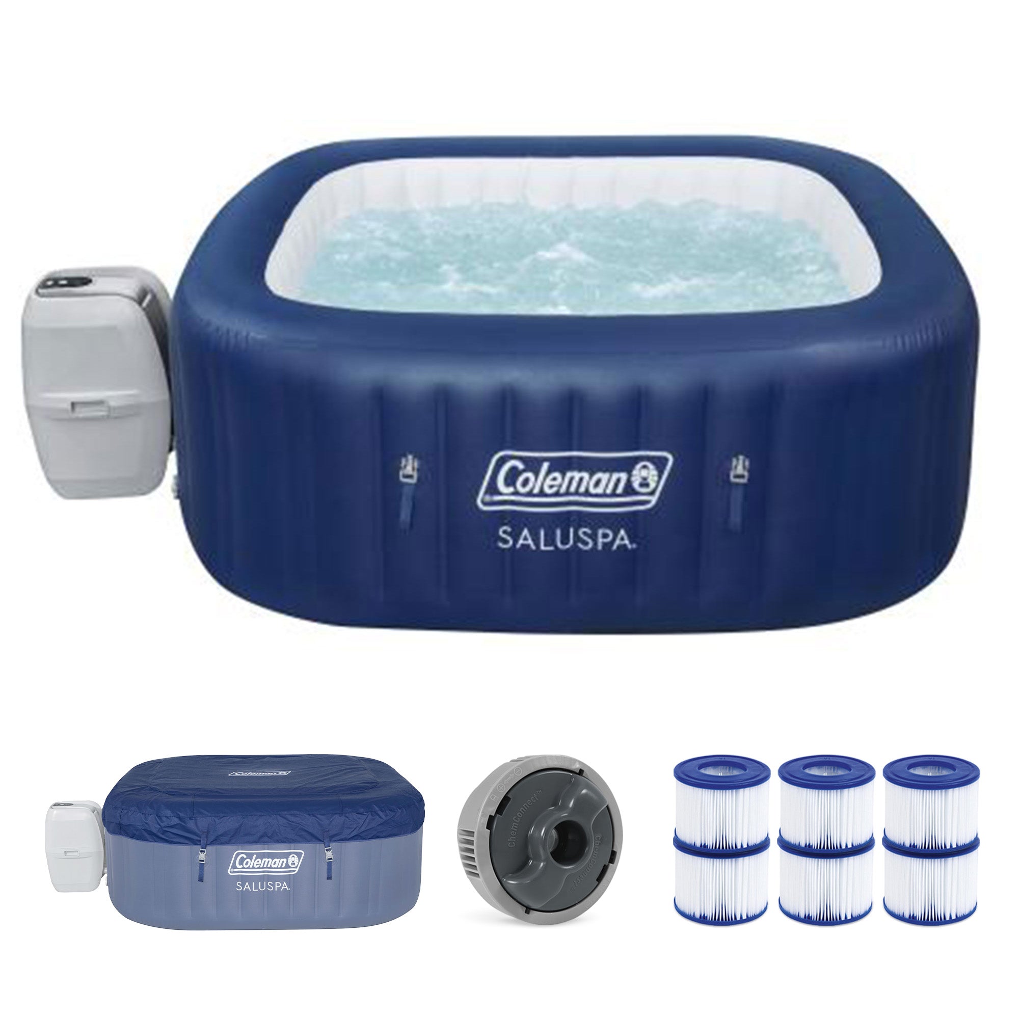 Coleman SaluSpa Atlantis AirJet Inflatable Hot Tub & Type VI Cartridge (6 Pack)