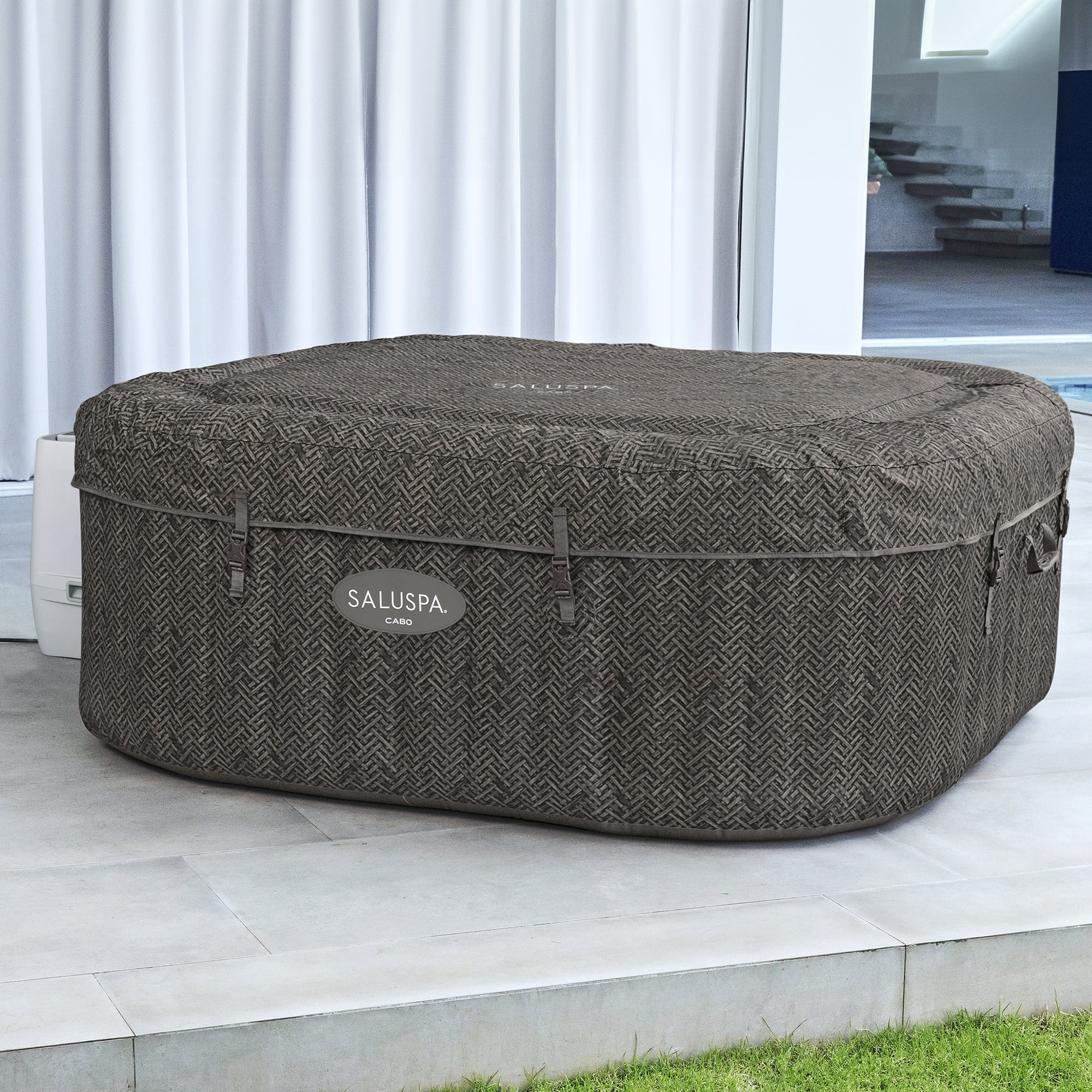 Bestway SaluSpa AirJet Inflatable Square Hot Tub with 140 Jets, Brown (Used) - VMInnovations