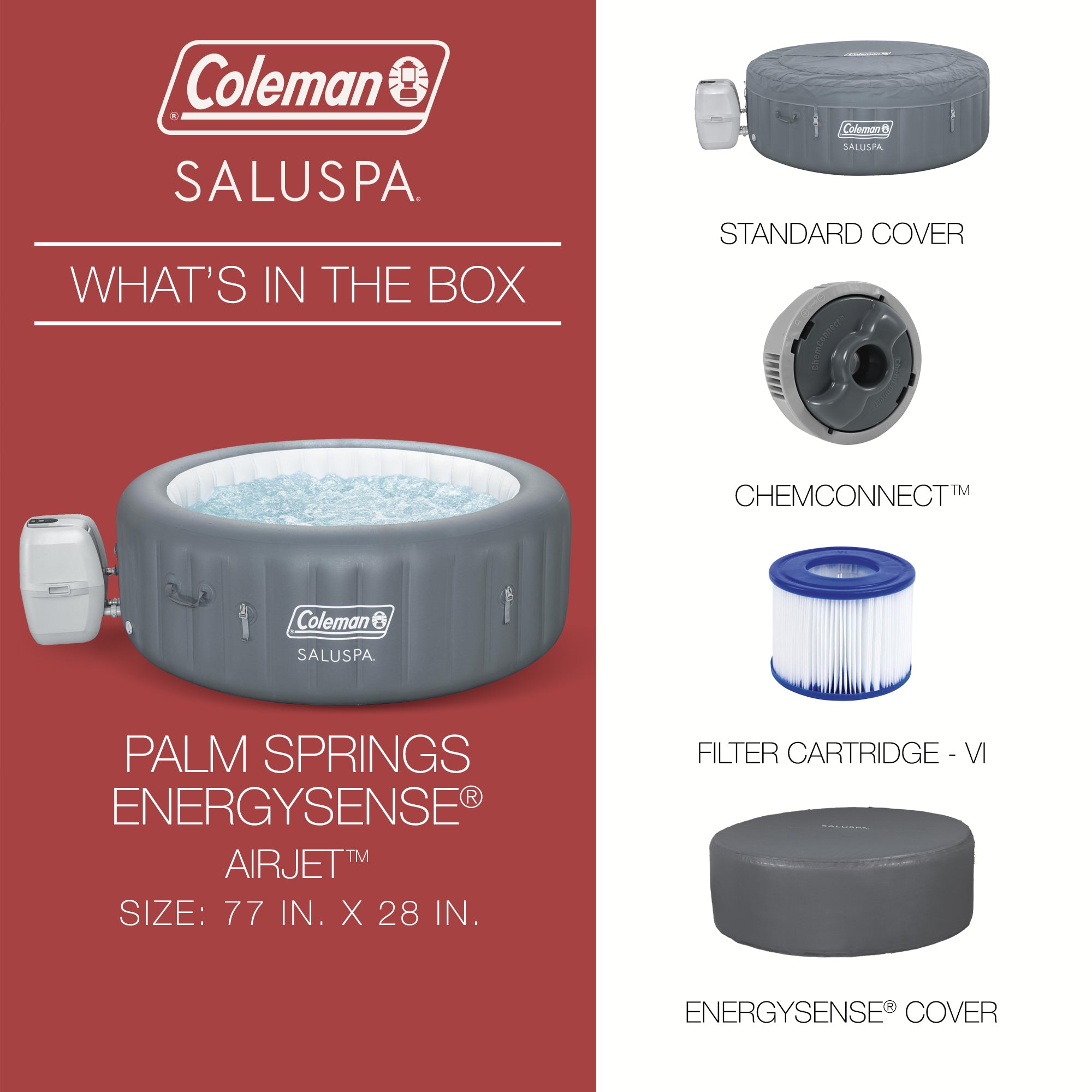 Coleman Palm Springs 6 Person EnergySense Smart AirJet Plus Inflatable Hot Tub