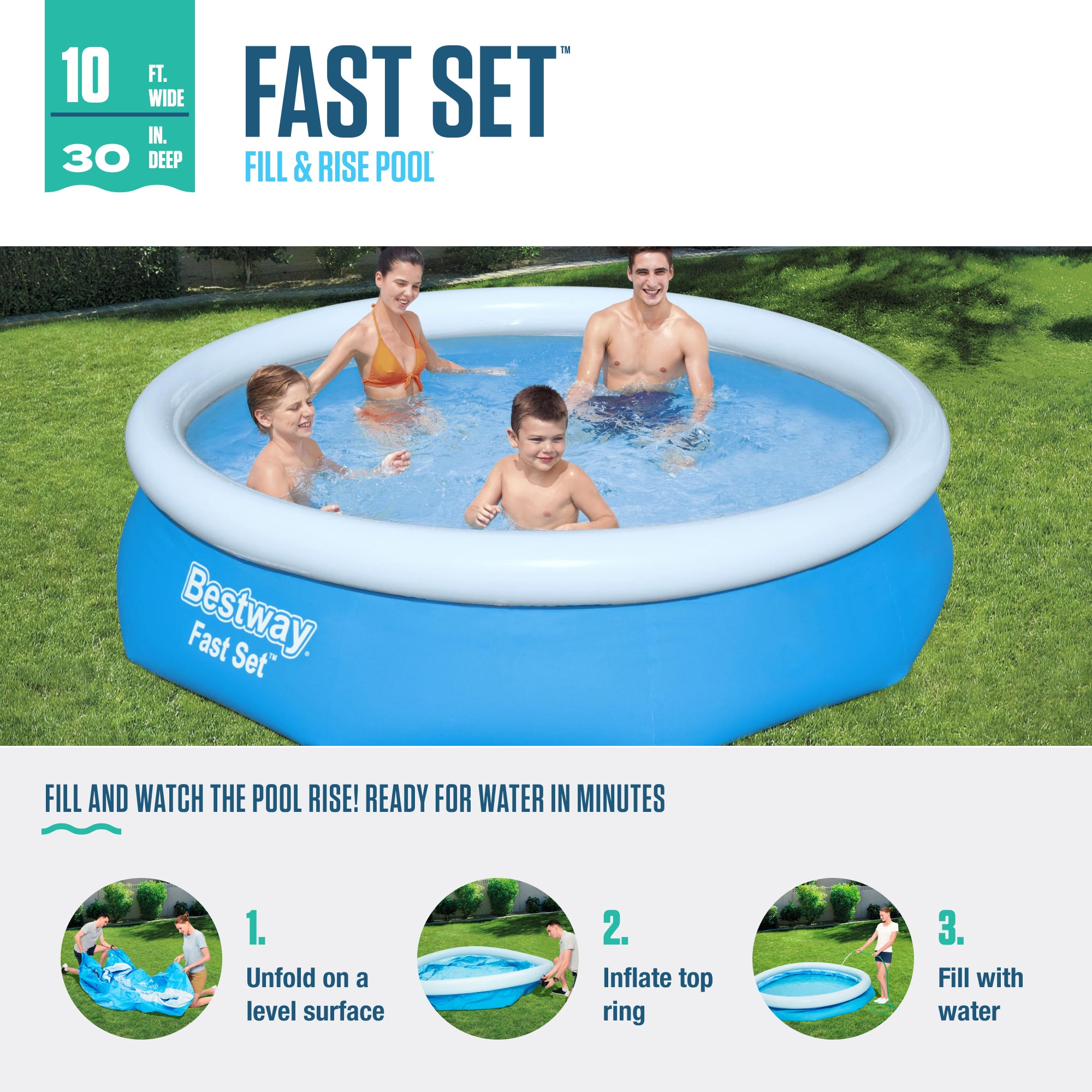 Bestway 10'x30" Fast Set Inflatable Above Ground Pool w/ Filter Pump (Used) - VMInnovations