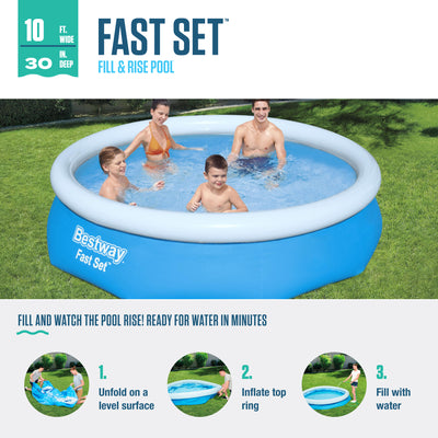 Bestway 10' x 30" Fast Set Inflatable Above Ground Swimming Pool (Open Box)