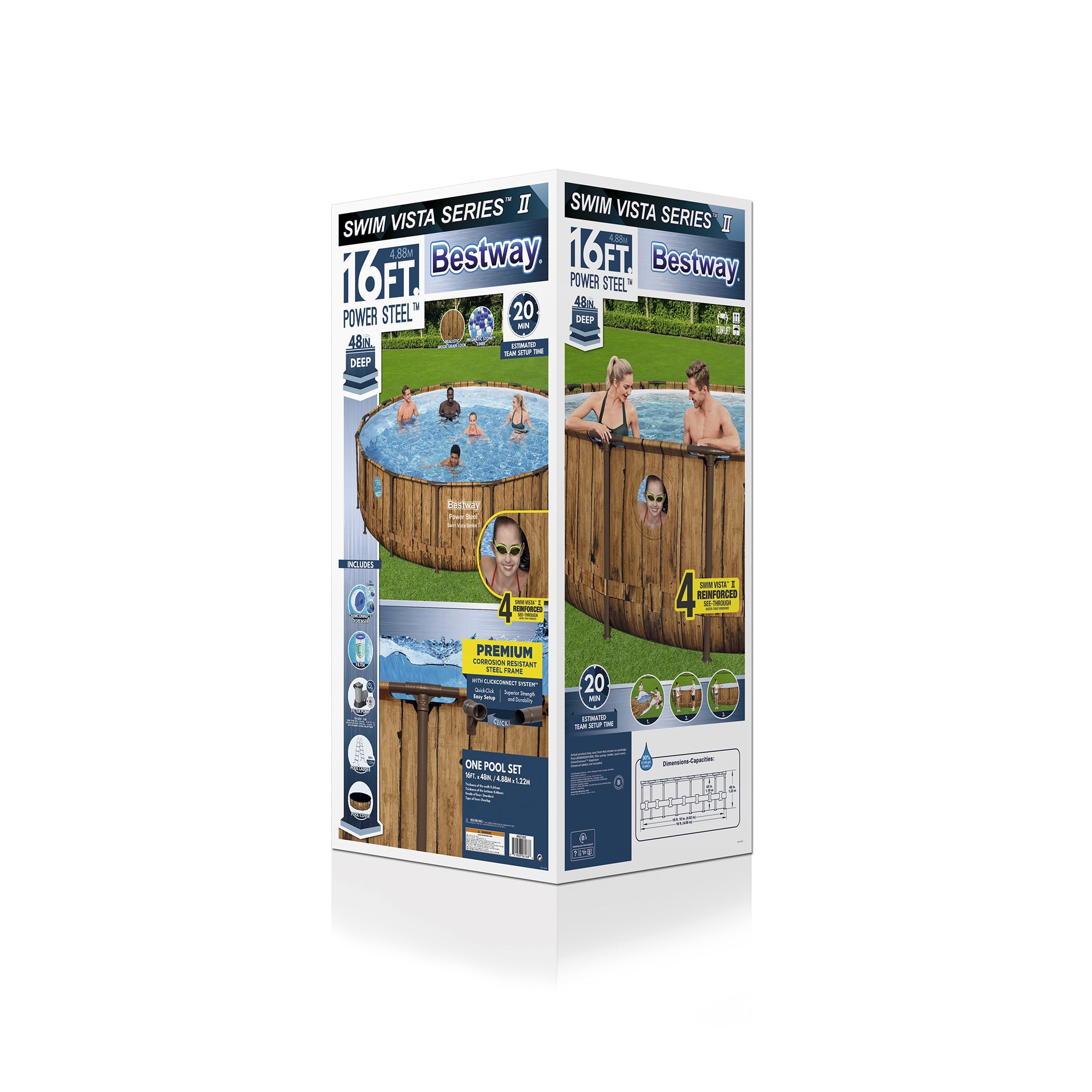 Bestway 16ft x 4ft Power Steel Swim Vista Above Ground Pool Set & Pump(Open Box) - VMInnovations