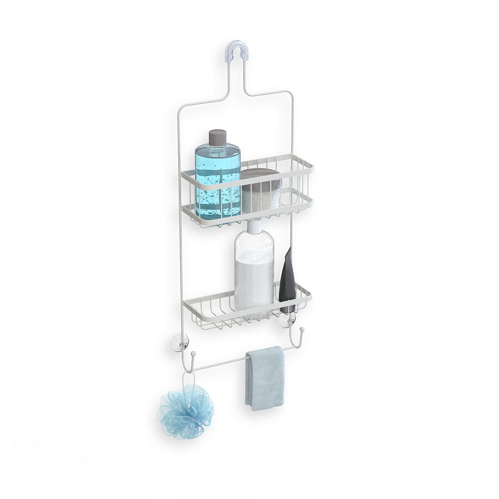 Better Living Products ASTRA 2 Tier Steel Shower Organizer with Hooks (Used) - VMInnovations