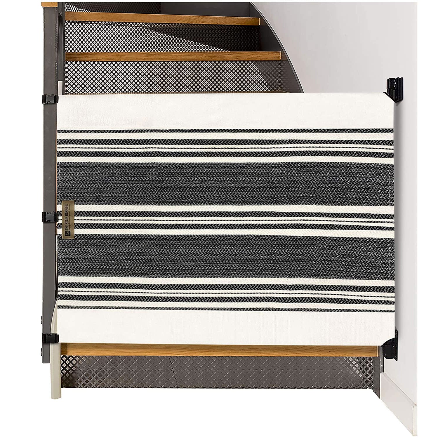 The Stair Barrier 36-43" Wall to Banister Baby/Pet Gate, Black Lines (Open Box) - VMInnovations