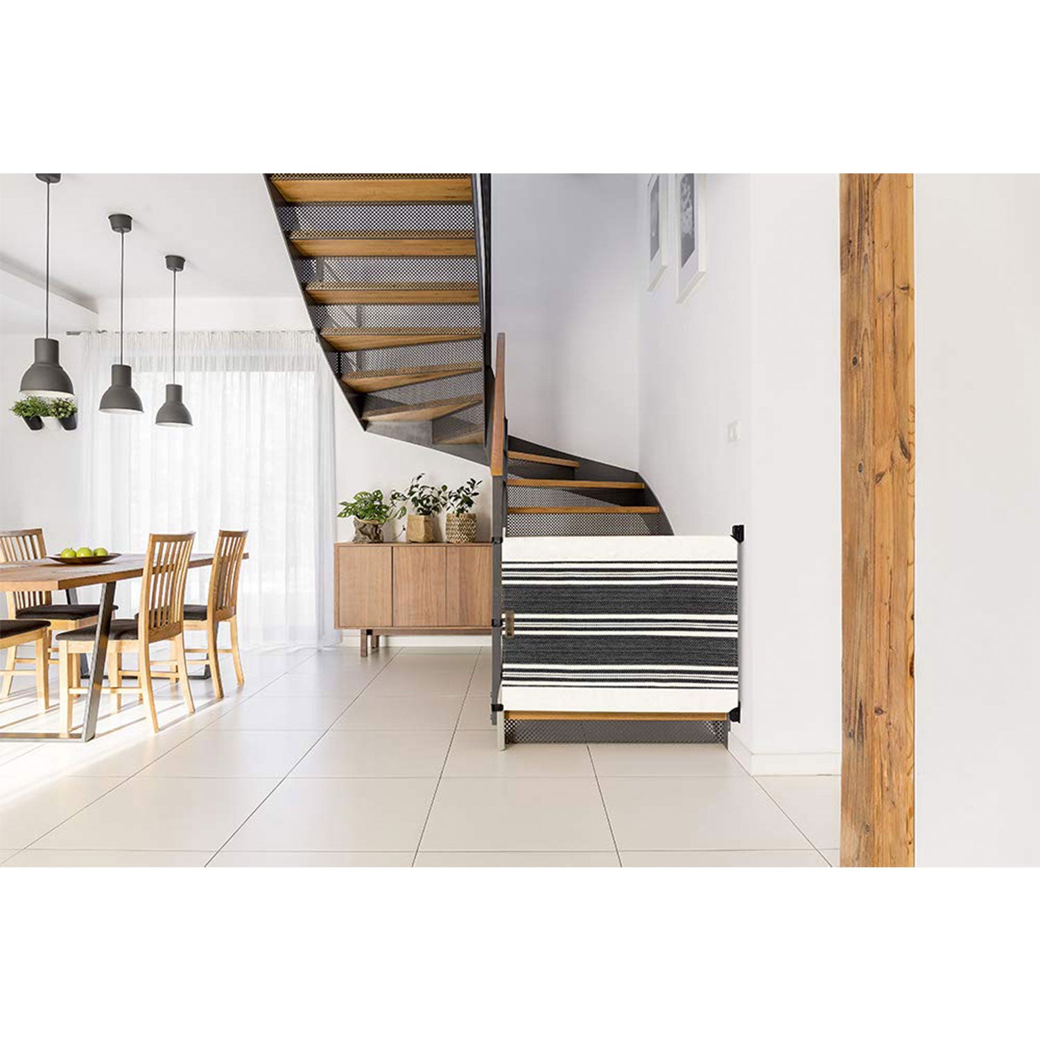The Stair Barrier 36-43" Wall to Banister Baby/Pet Gate, Black Lines (Open Box) - VMInnovations