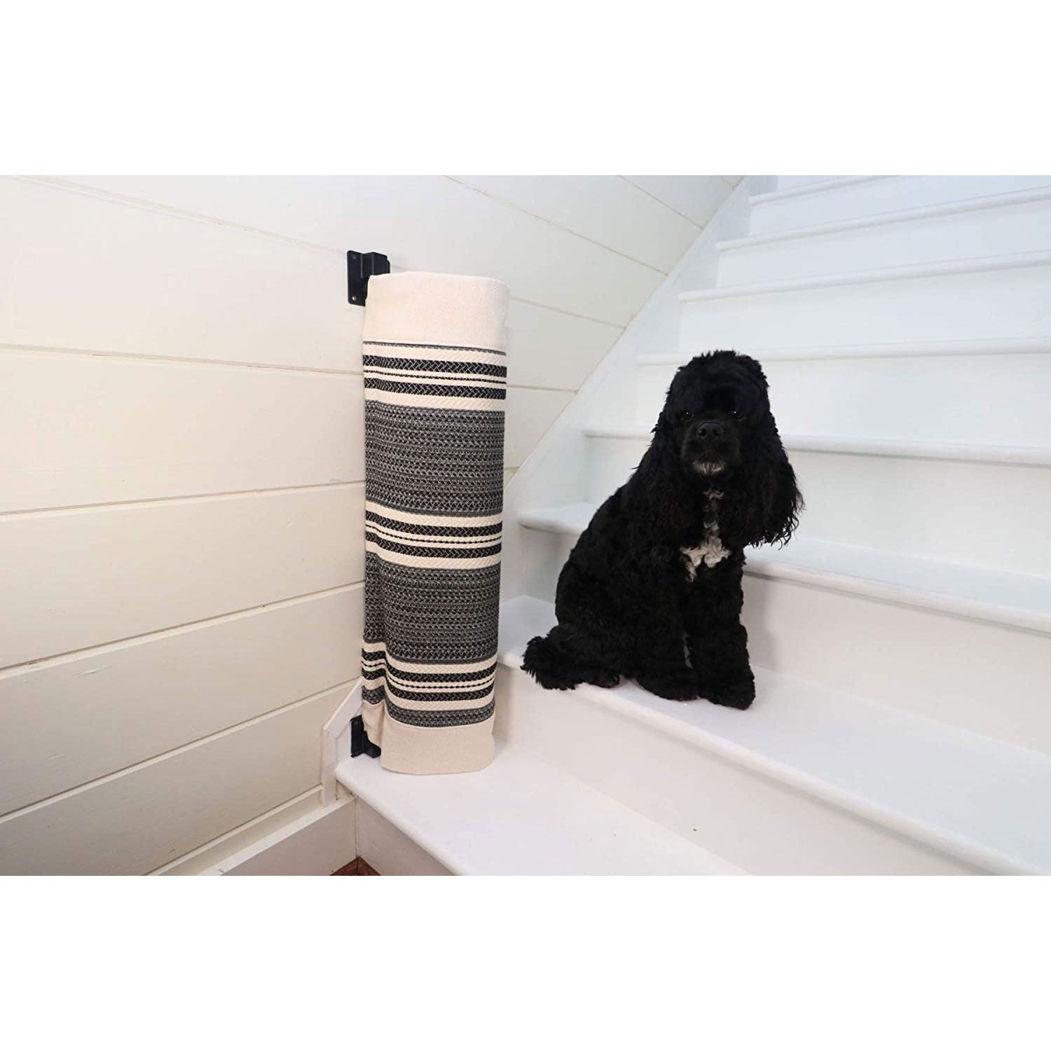 The Stair Barrier 36-43" Wall to Banister Baby/Pet Gate, Black Lines (Open Box) - VMInnovations