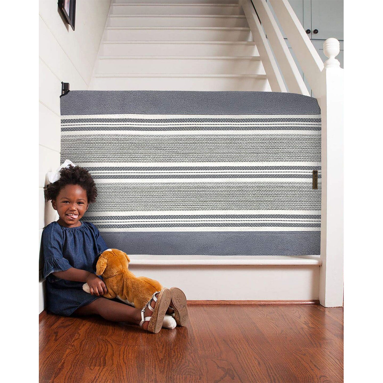 The Stair Barrier 36-43 Inch Wall to Banister Baby and Pet Gate, Gray (Open Box) - VMInnovations