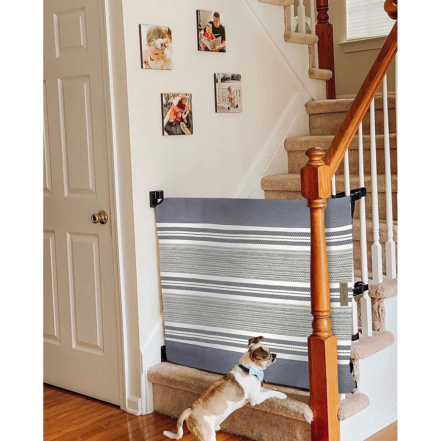 The Stair Barrier 36-43 Inch Wall to Banister Baby and Pet Gate, Gray (Open Box) - VMInnovations