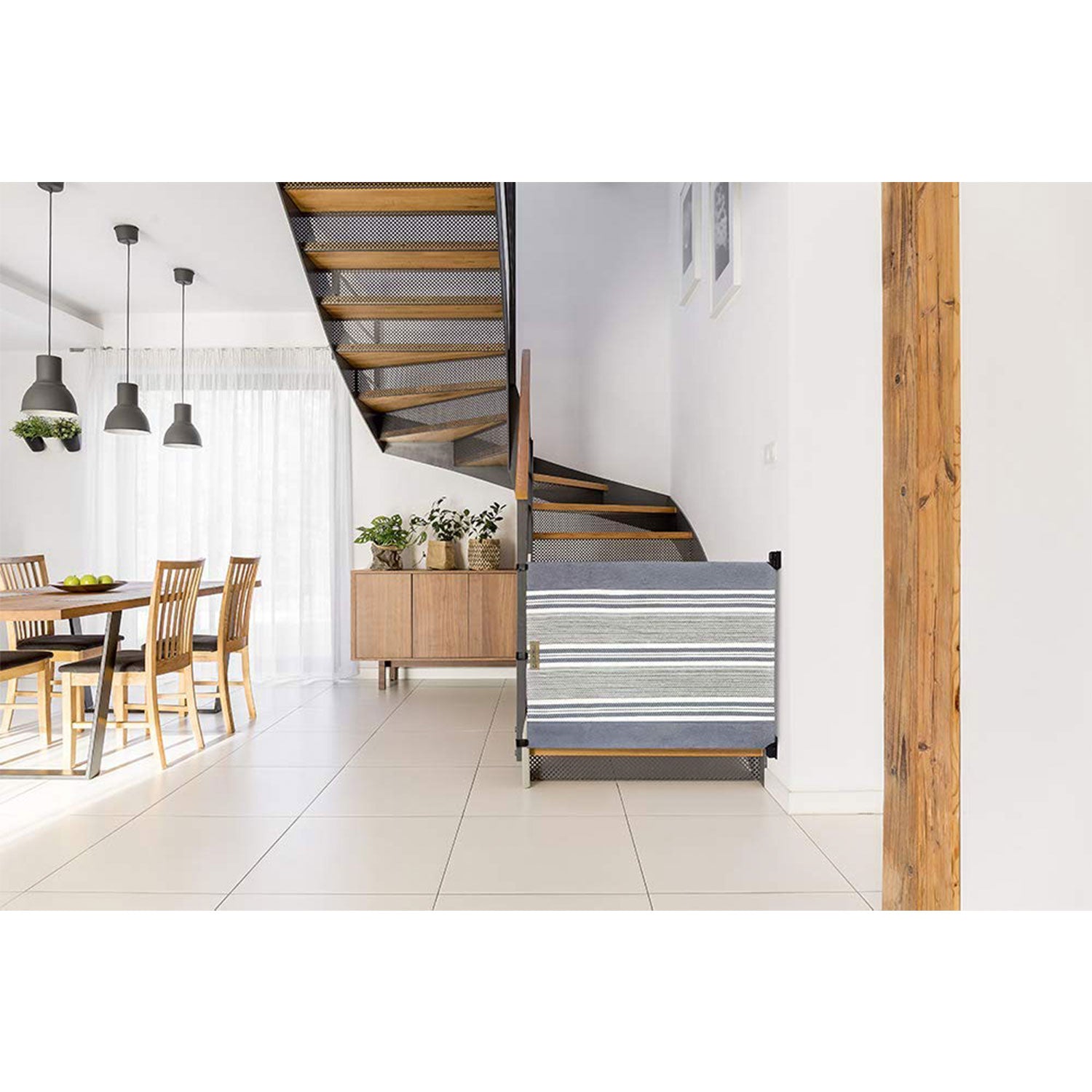 The Stair Barrier 36-43 Inch Wall to Banister Baby and Pet Gate, Gray (Open Box) - VMInnovations