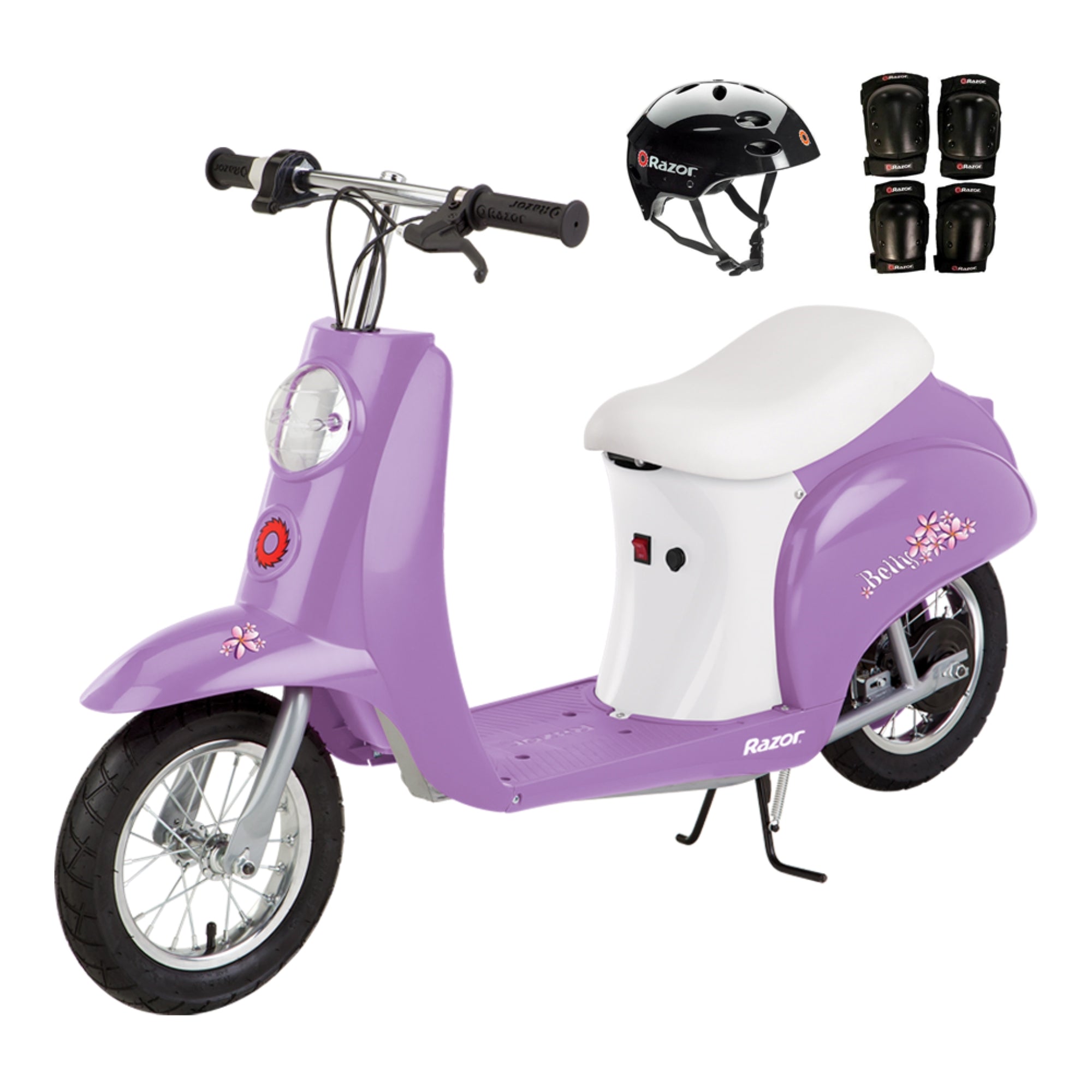 Razor Pocket Mod Betty Euro 24V Electric Kids Scooter w/ Helmet, and Pads