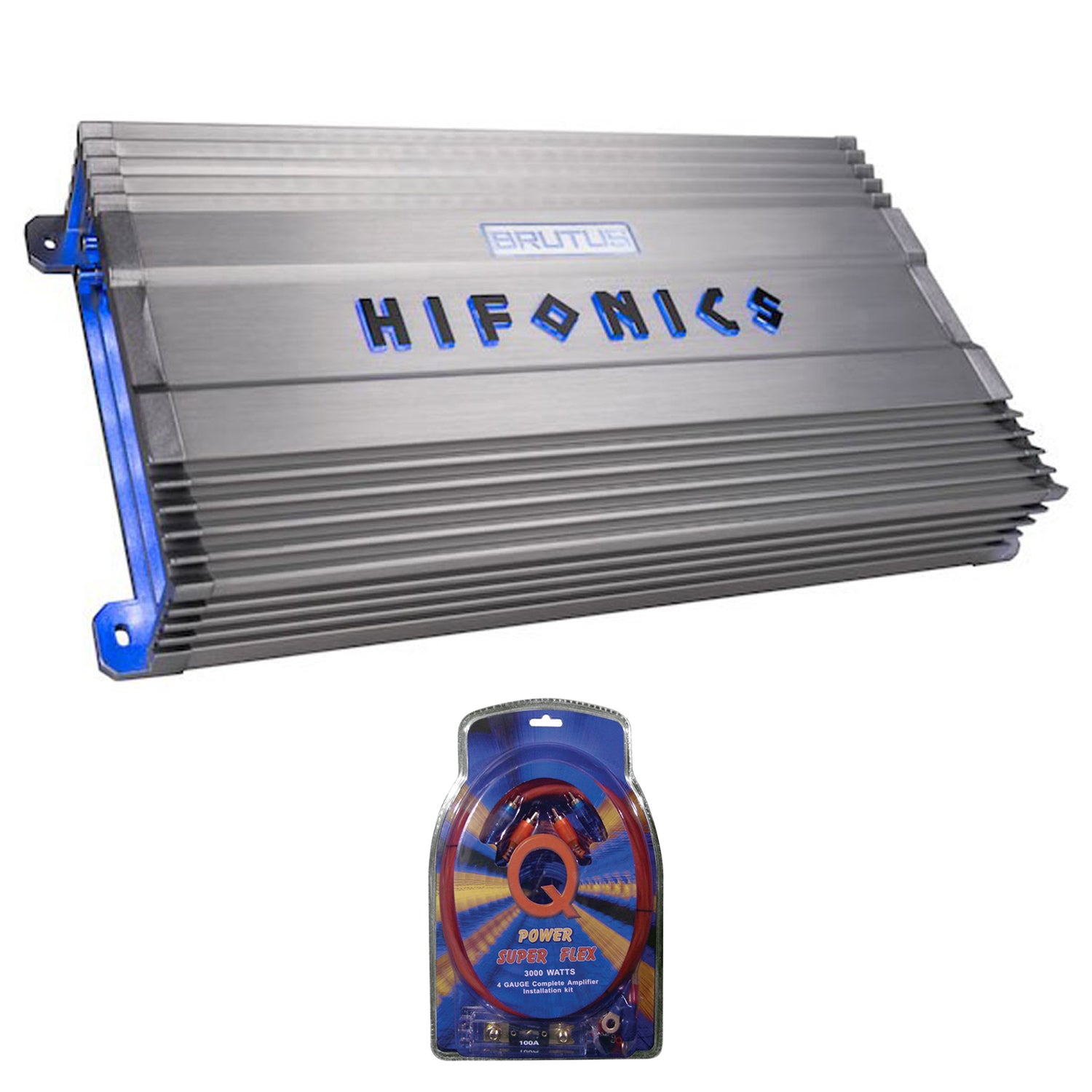 Hifonics BG-2500.1D Brutus 2500W Car Audio Subwoofer Amplifer with Wiring Kit