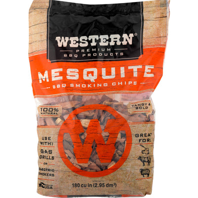Western BBQ Products Mesquite Barbecue Cooking Chips, 180 Cubic Inches (4 Pack)