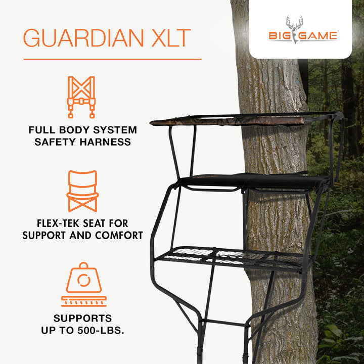 Big Game Guardian XLT 18 Foot 2 Person Deer Hunting Ladder Climbing Tree Stand - VMInnovations