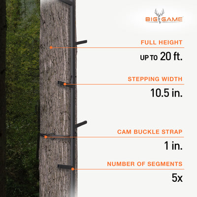 Big Game Hunting Quick Stick Tree Climbing System Heavy-Duty Steel Ladder, 20ft