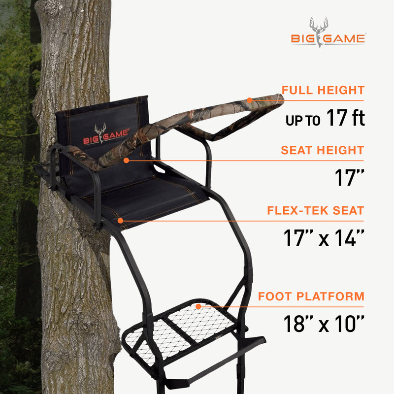 Big Game Warrior Lightweight Portable Hunting Tree Stand Ladder, 17&