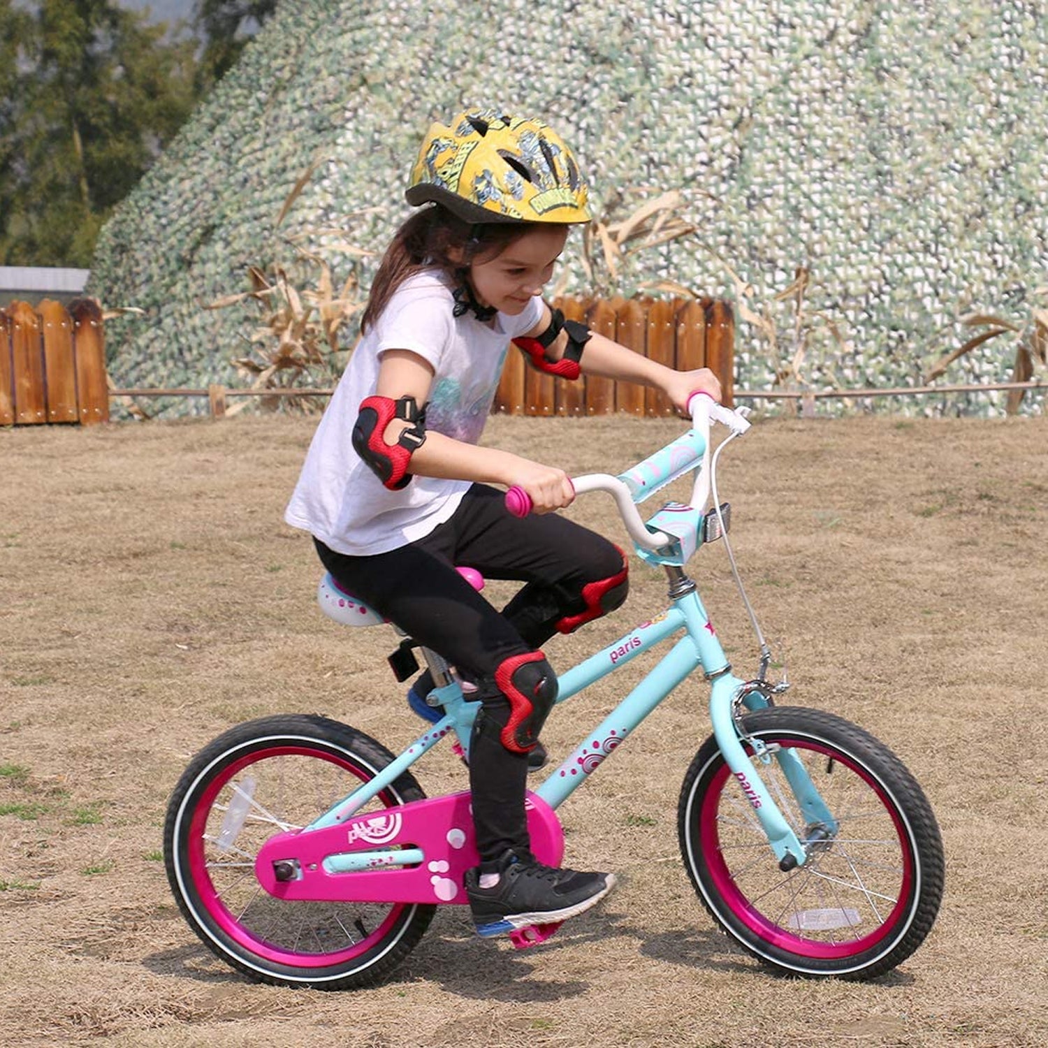 Joystar Paris 18 Inch Ages 5 to 9 Girls Training Wheel Kickstand Bike (Used)