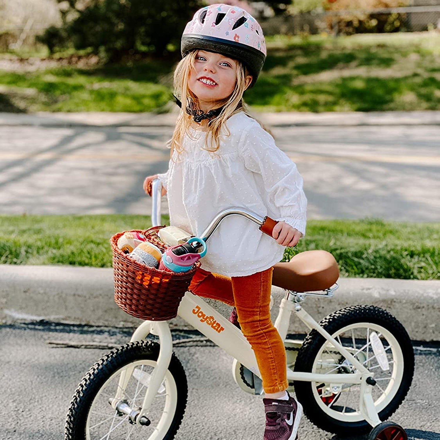 Joystar Vintage 16 Inch Kids Training Wheel Bike with Basket, Beige (For Parts) - VMInnovations